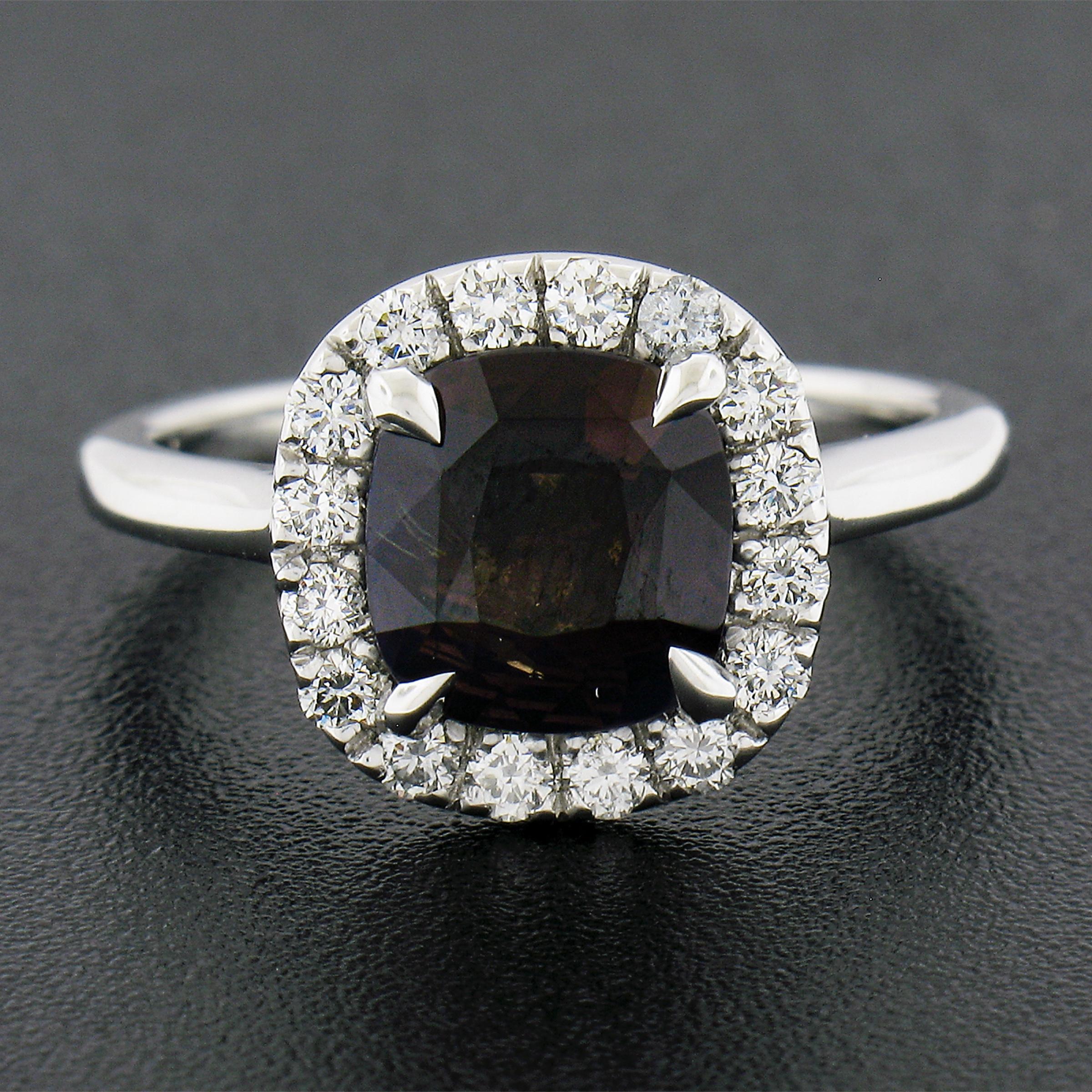 Cushion Cut NEW Platinum 2.35ct GIA Graded Ceylon Alexandrite & Diamond Halo Engagement Ring For Sale