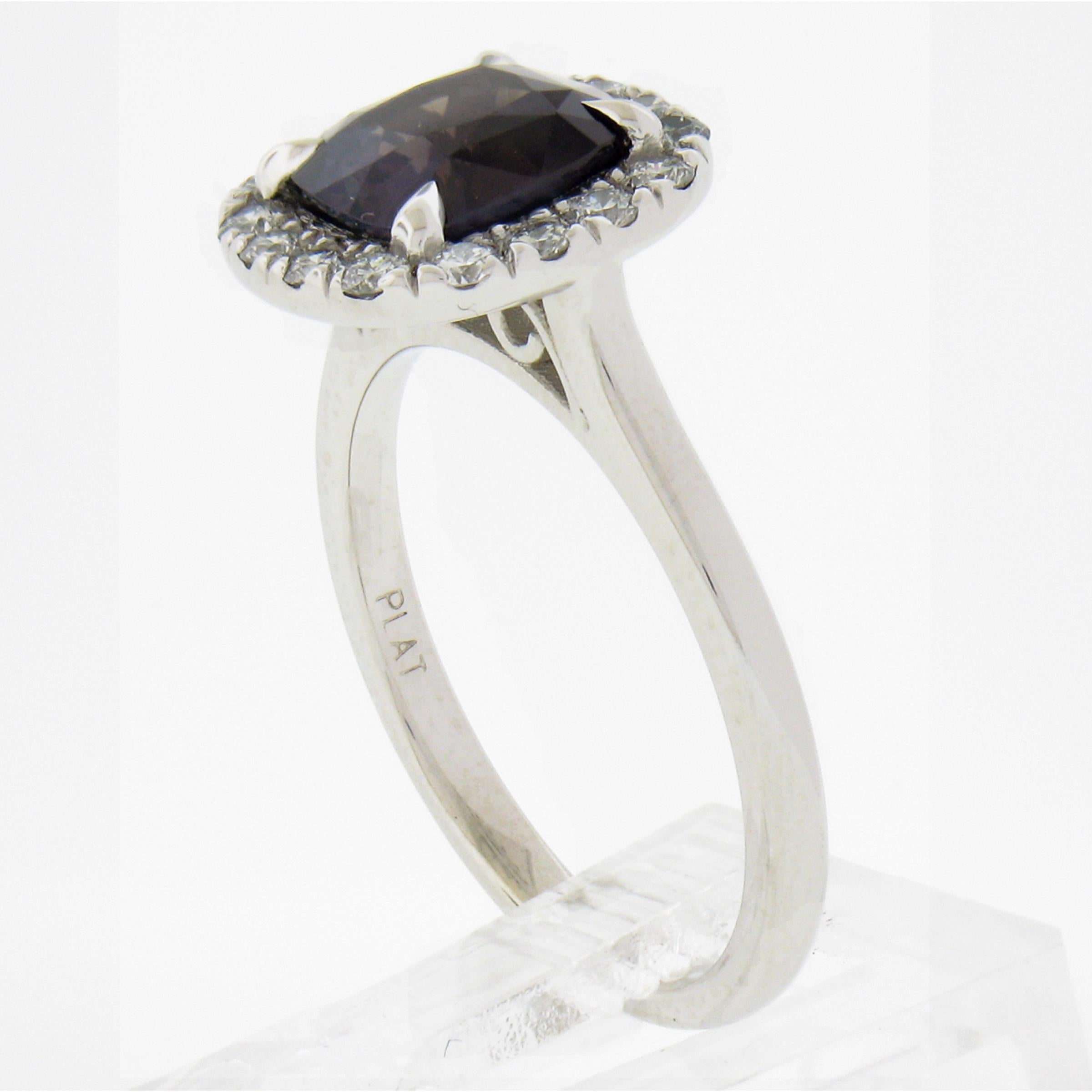 NEW Platinum 2.35ct GIA Graded Ceylon Alexandrite & Diamond Halo Engagement Ring For Sale 5