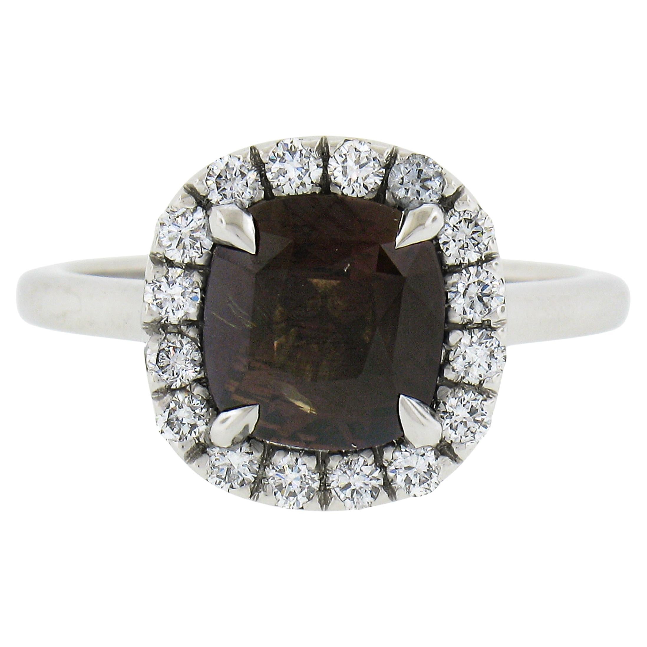 NEW Platinum 2.35ct GIA Graded Ceylon Alexandrite & Diamond Halo Engagement Ring For Sale