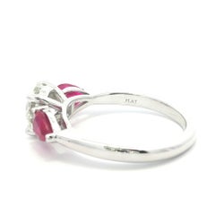 New Platinum 2.35ct GIA Ideal Cut Round Diamond Pear Ruby Accent Engagement Ring