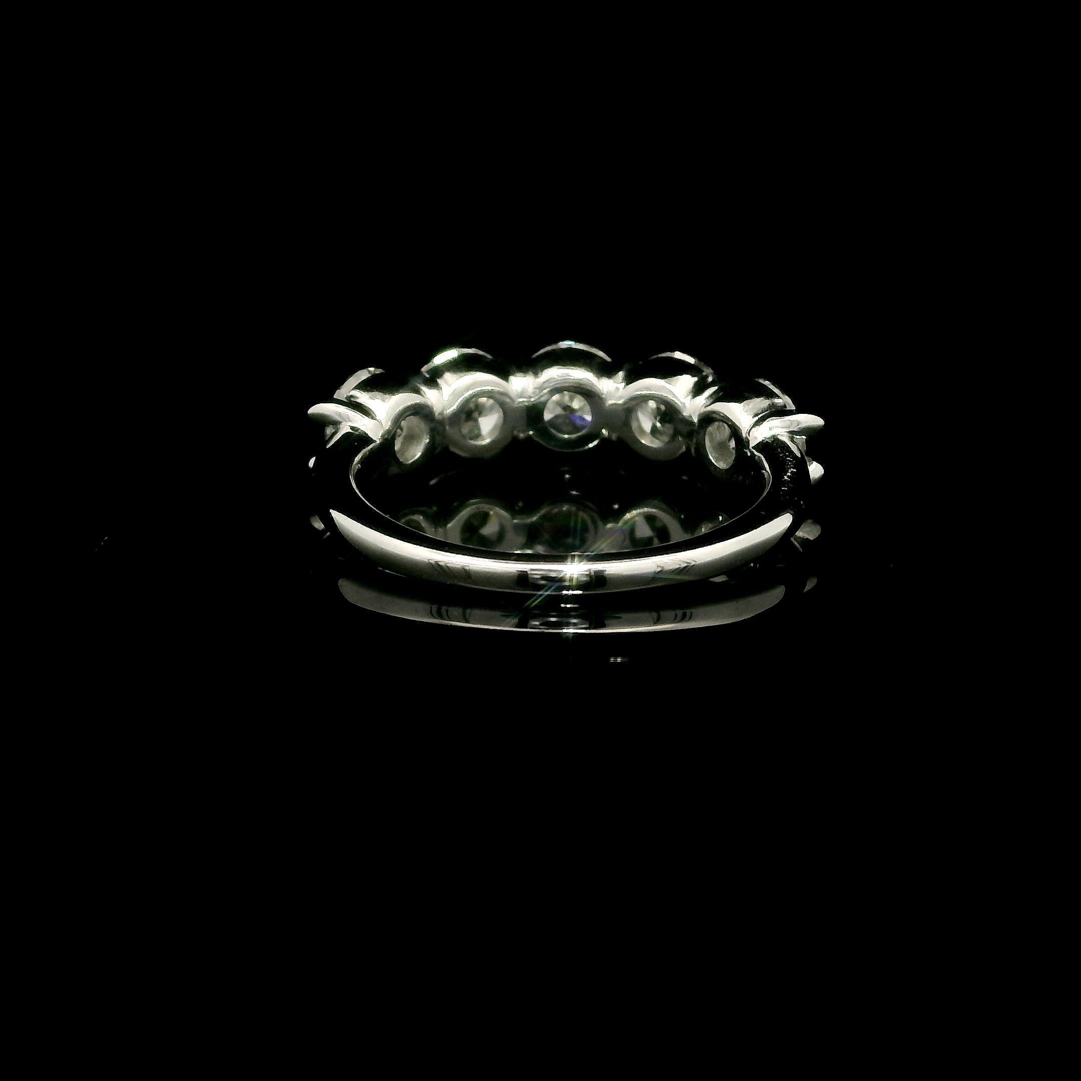 New Platinum 2.50ctw GIA Ideal Cut D VS1 Diamond Low Profile 5 Stone Band Ring For Sale 9
