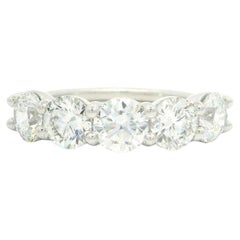 New Platinum 2.50ctw GIA Ideal Cut D VS1 Diamond Low Profile 5 Stone Band Ring