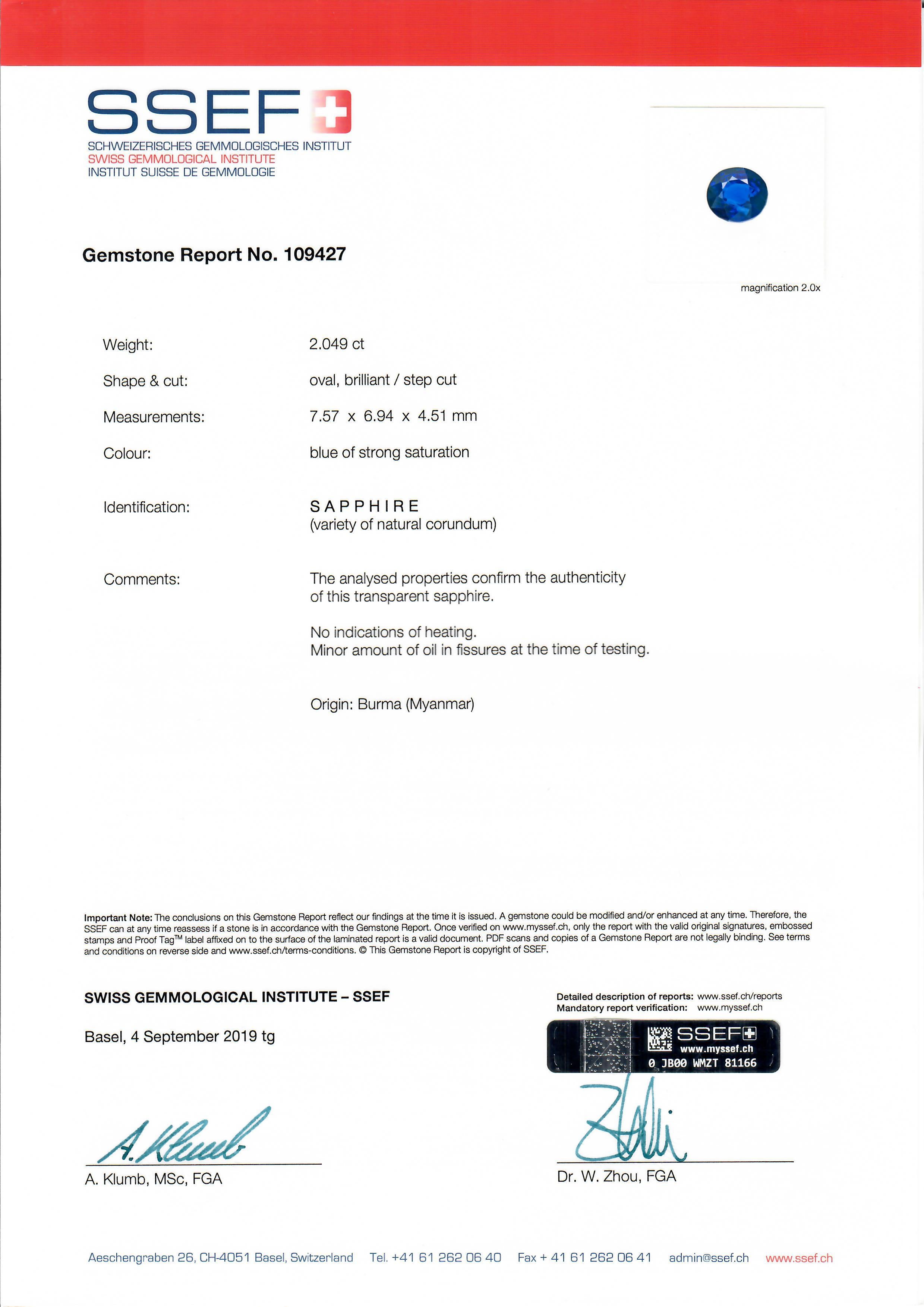 New Platinum 3.05ctw AGL/SSEF Burma No Heat Oval Sapphire & GIA Diamond Ring For Sale 6