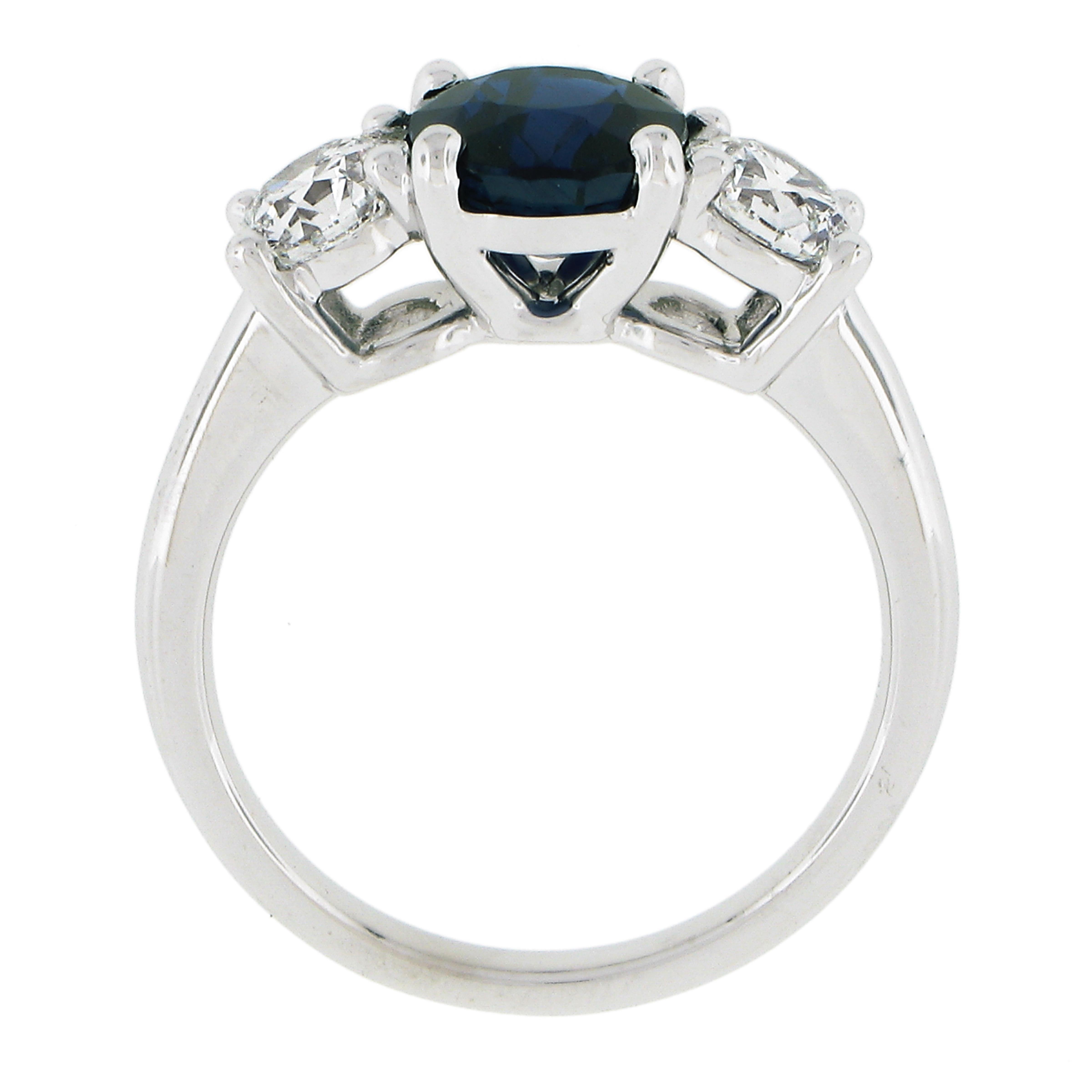New Platinum 3.05ctw AGL/SSEF Burma No Heat Oval Sapphire & GIA Diamond Ring For Sale 3