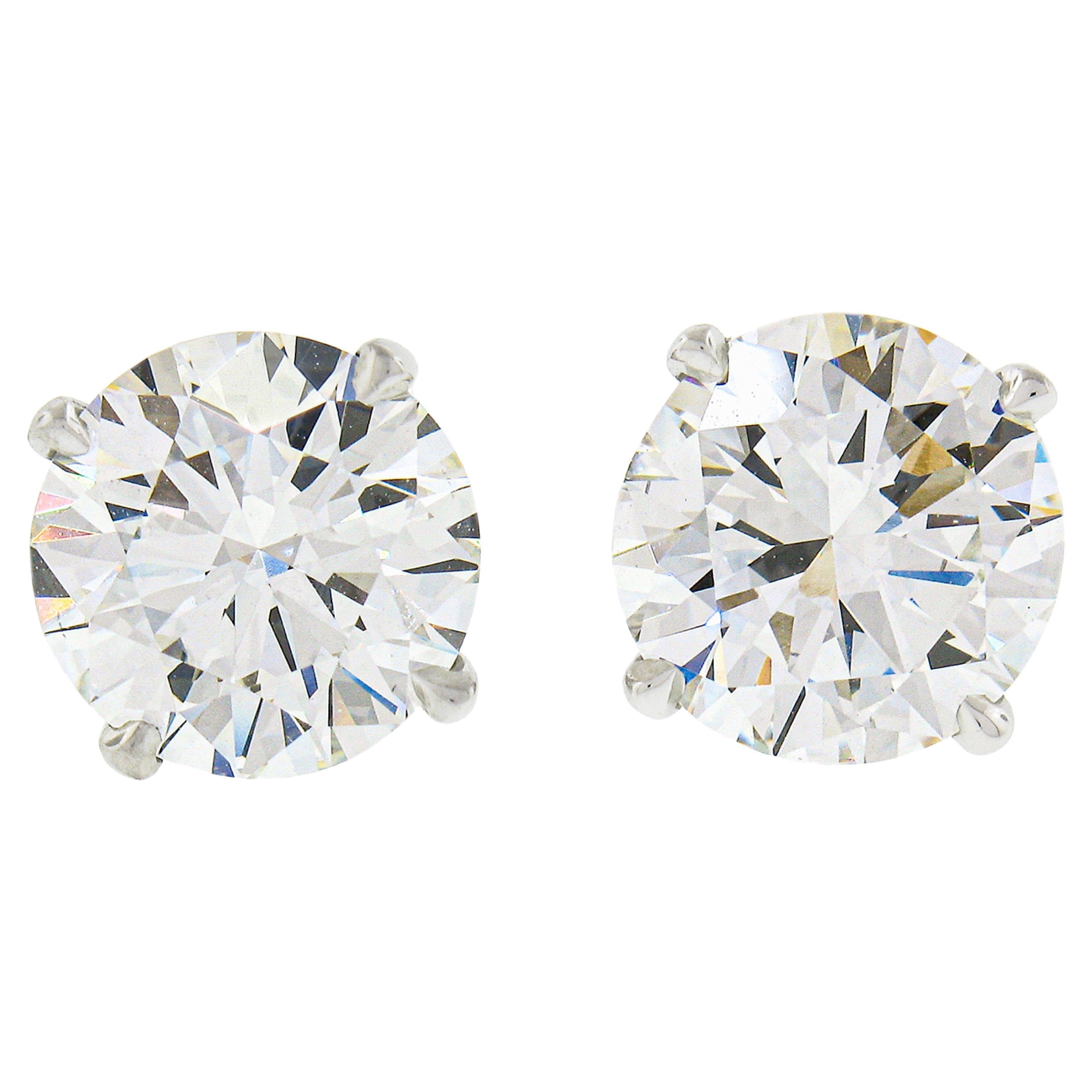 NOUVEAU Clous d'oreilles Martini à 4 griffes en platine avec diamants ronds brillants de 3,06 carats certifiés GIA