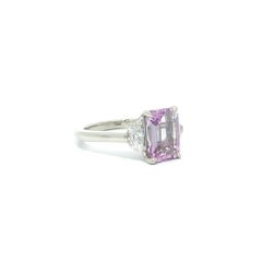 New Platinum 3.62ct GIA Powder Pink Ceylon Sapphire Half Moon Diamond Sides Ring