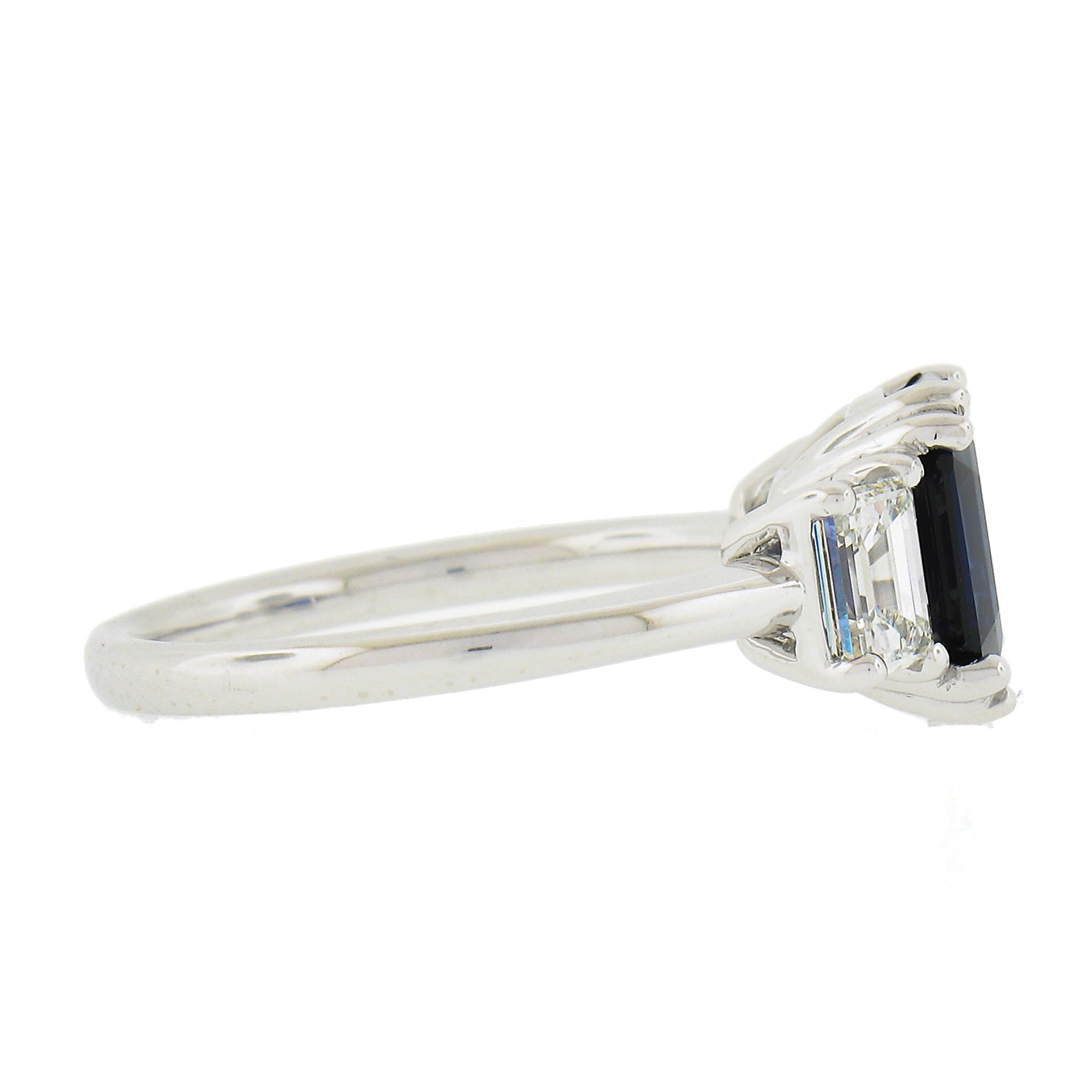 Women's New Platinum 3.62ctw Gubelin Sapphire & GIA Diamond Engagement Three Stones Ring For Sale