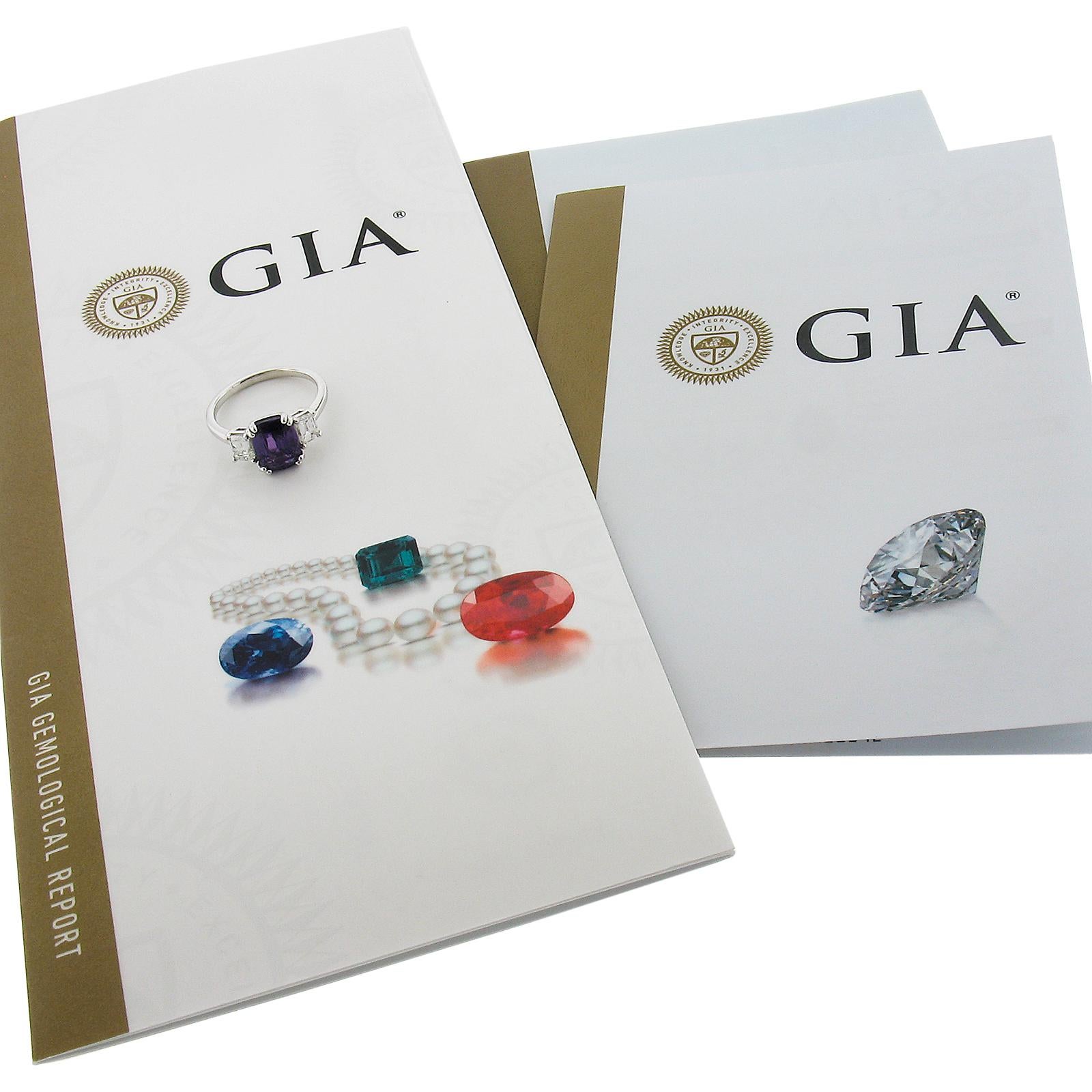 NEW Platinum 3.92ctw GIA NO HEAT Purple Sapphire & Diamond Engagement Ring For Sale 6