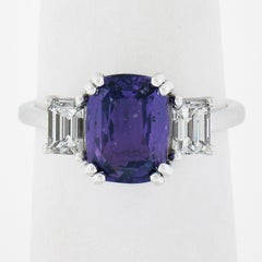 NEW Platinum 3.92ctw GIA NO HEAT Purple Sapphire & Diamond Engagement Ring