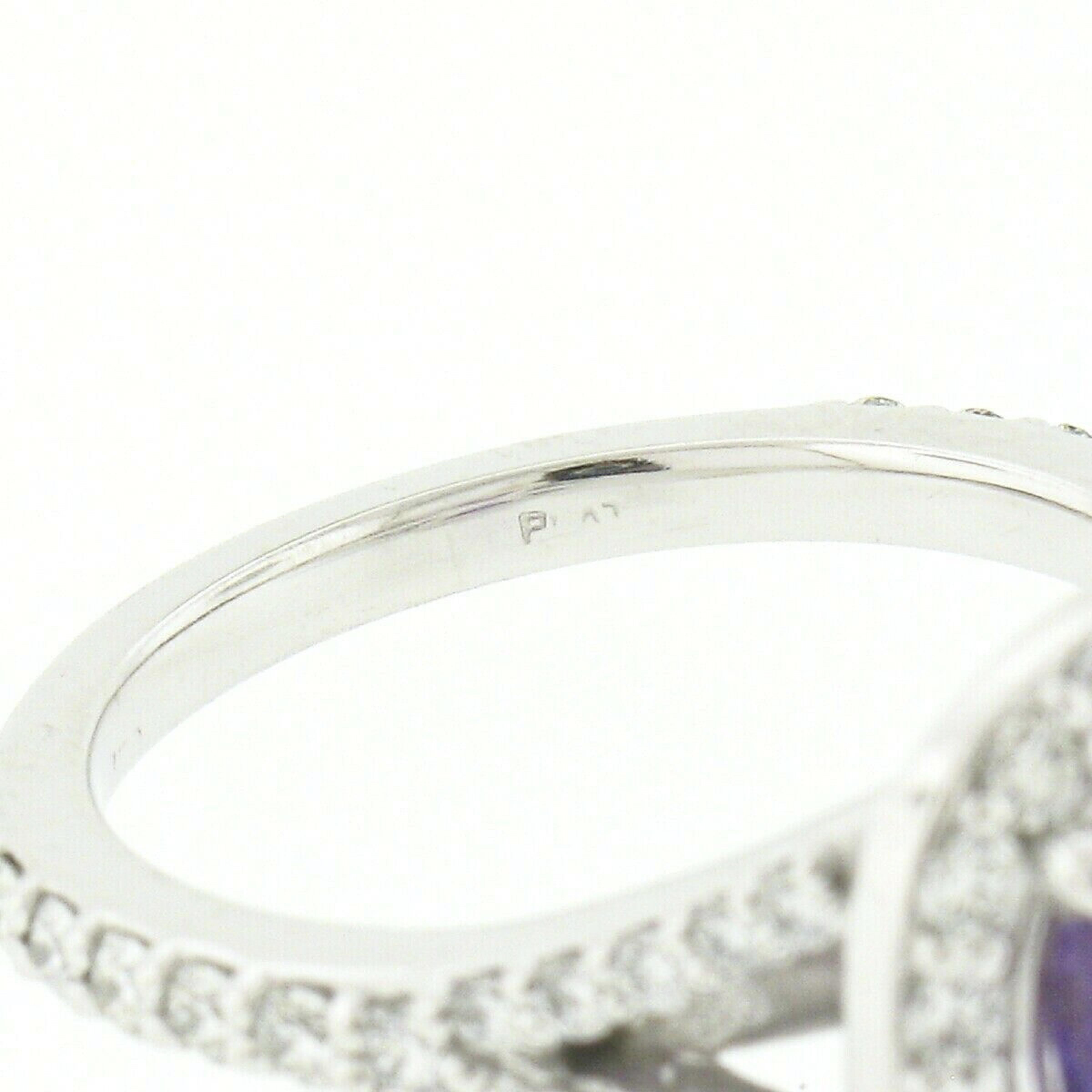 New Platinum 5ct GIA Ceylon No Heat Purple Sapphire Diamond Halo Engagement Ring 5