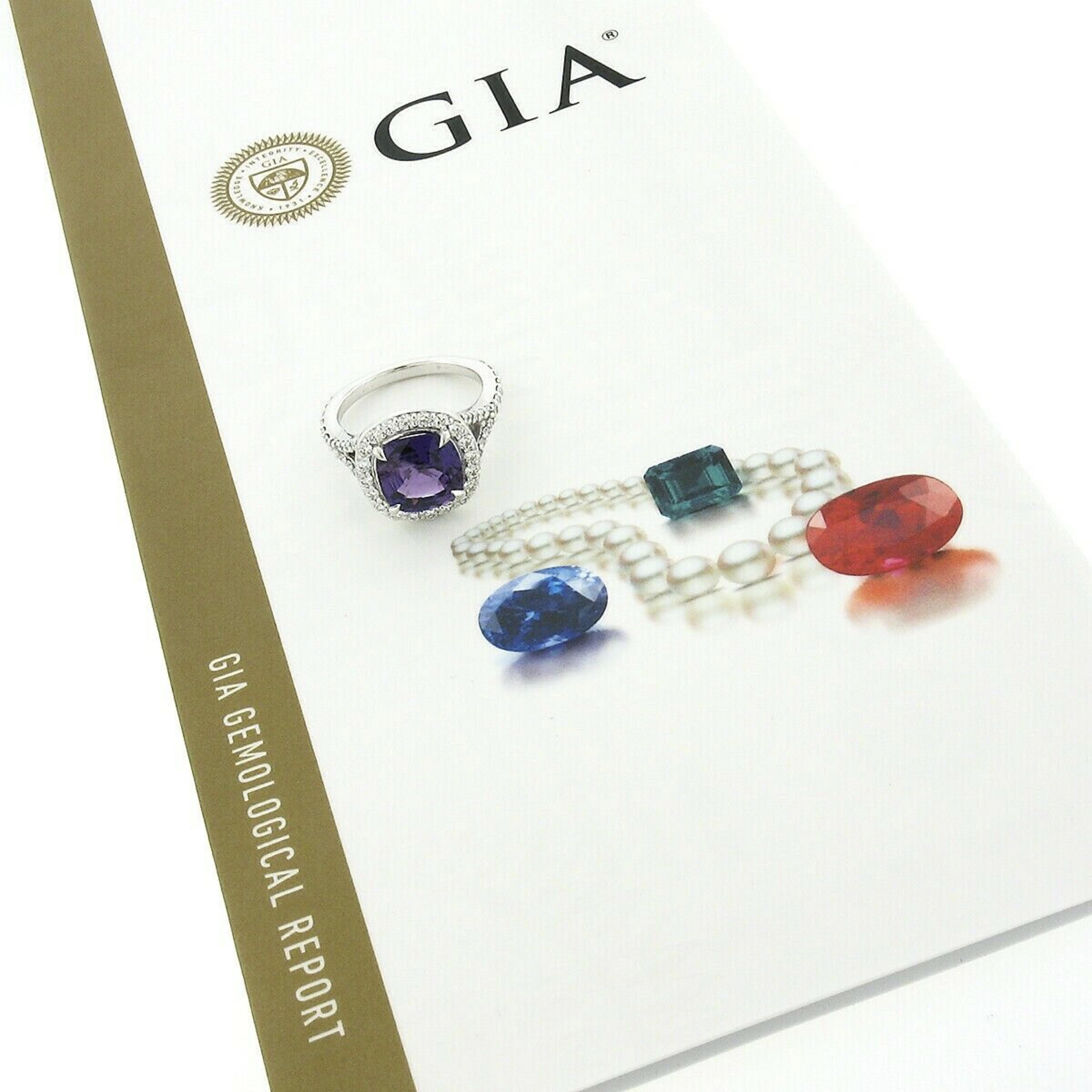 New Platinum 5ct GIA Ceylon No Heat Purple Sapphire Diamond Halo Engagement Ring 6