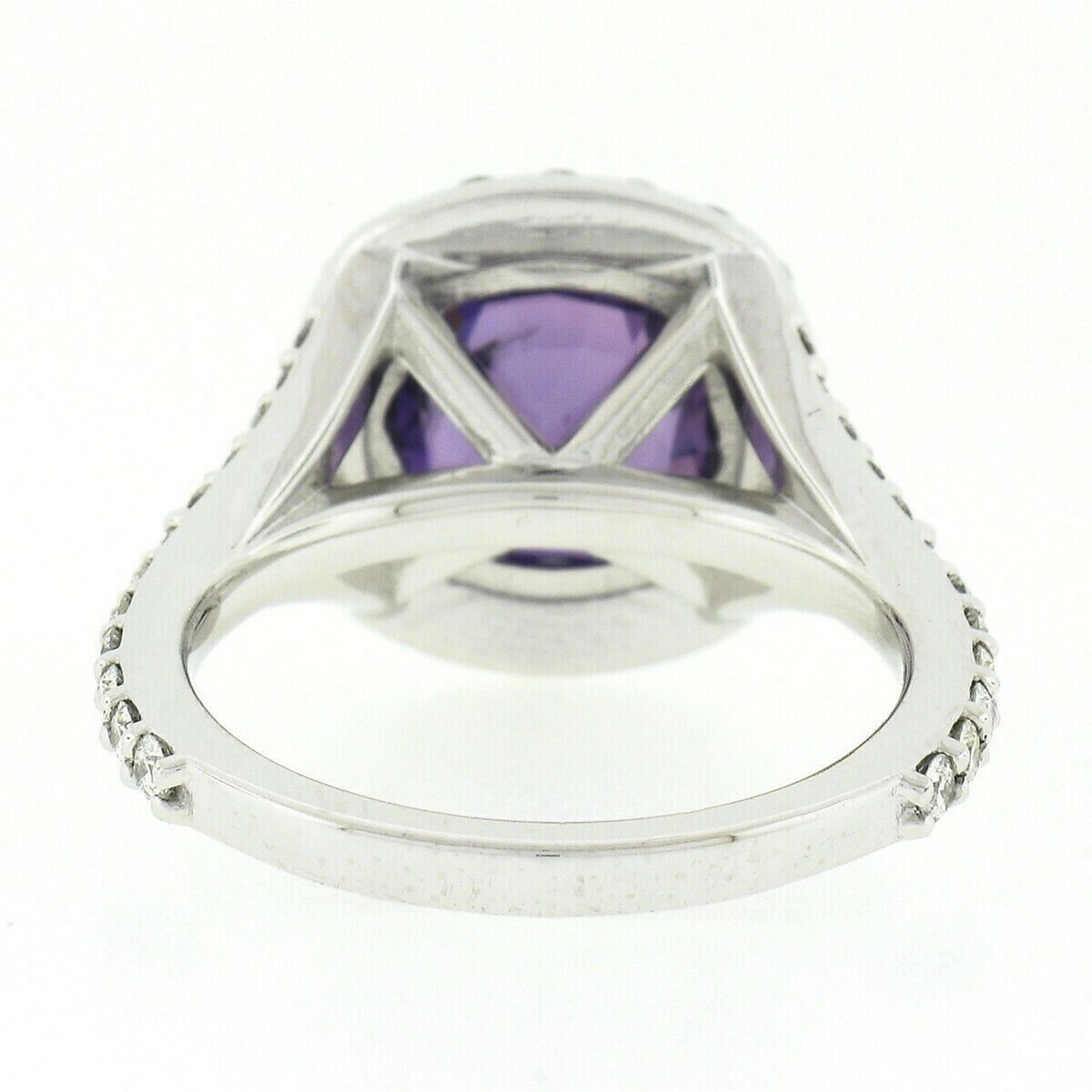 New Platinum 5ct GIA Ceylon No Heat Purple Sapphire Diamond Halo Engagement Ring 2