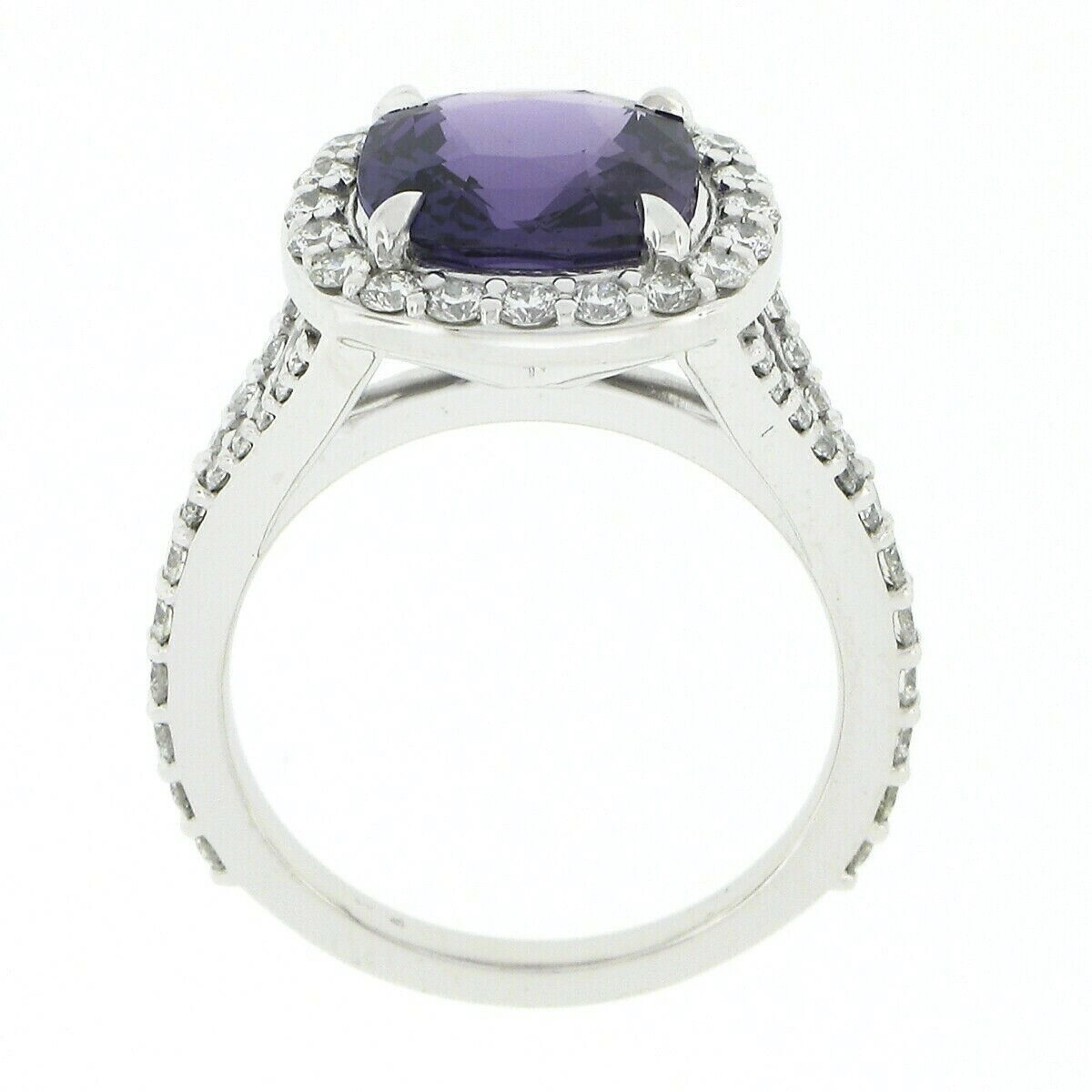 New Platinum 5ct GIA Ceylon No Heat Purple Sapphire Diamond Halo Engagement Ring 3