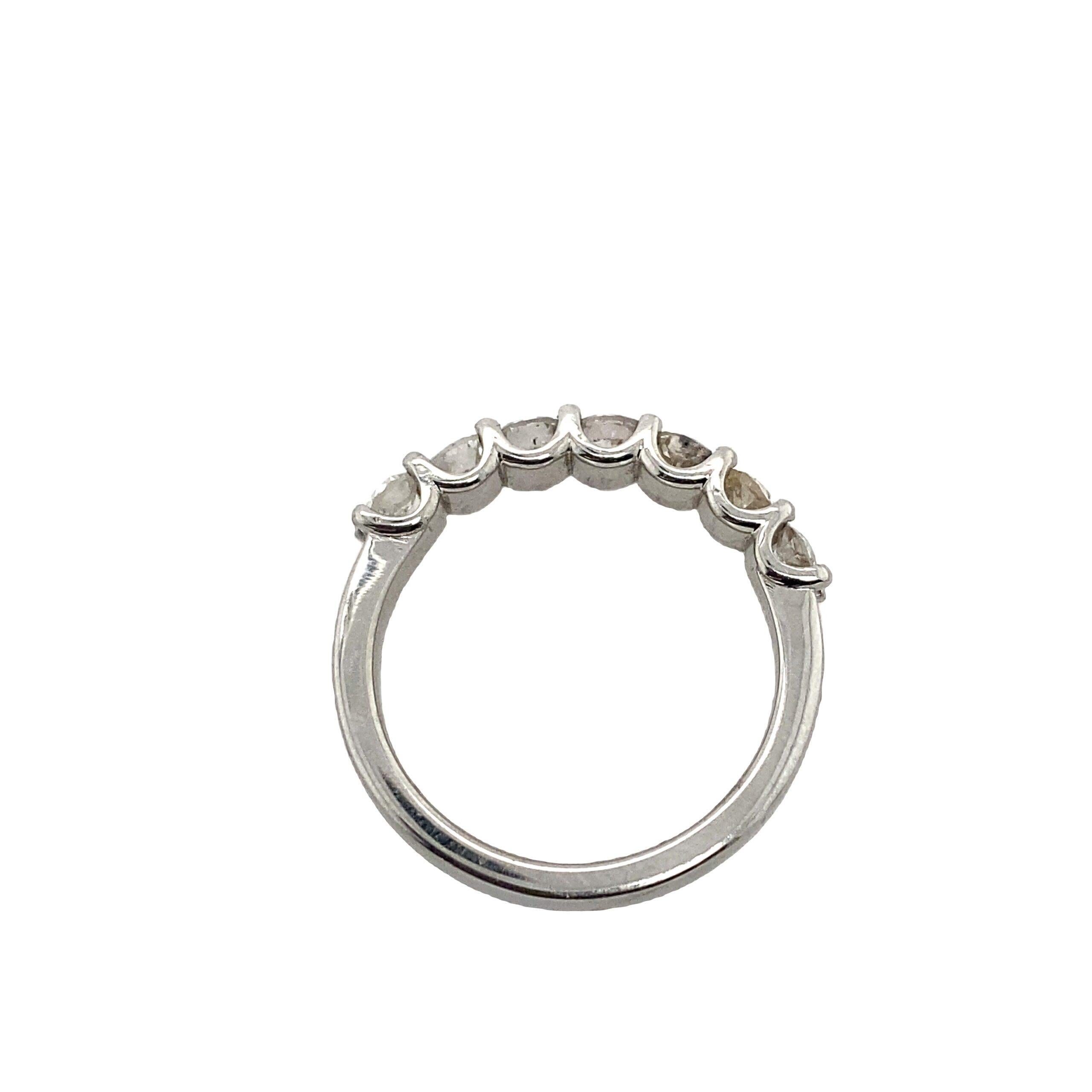 Round Cut New Platinum 7 Stone Eternity Band Ring Set with 1.20ct of Round Diamonds For Sale