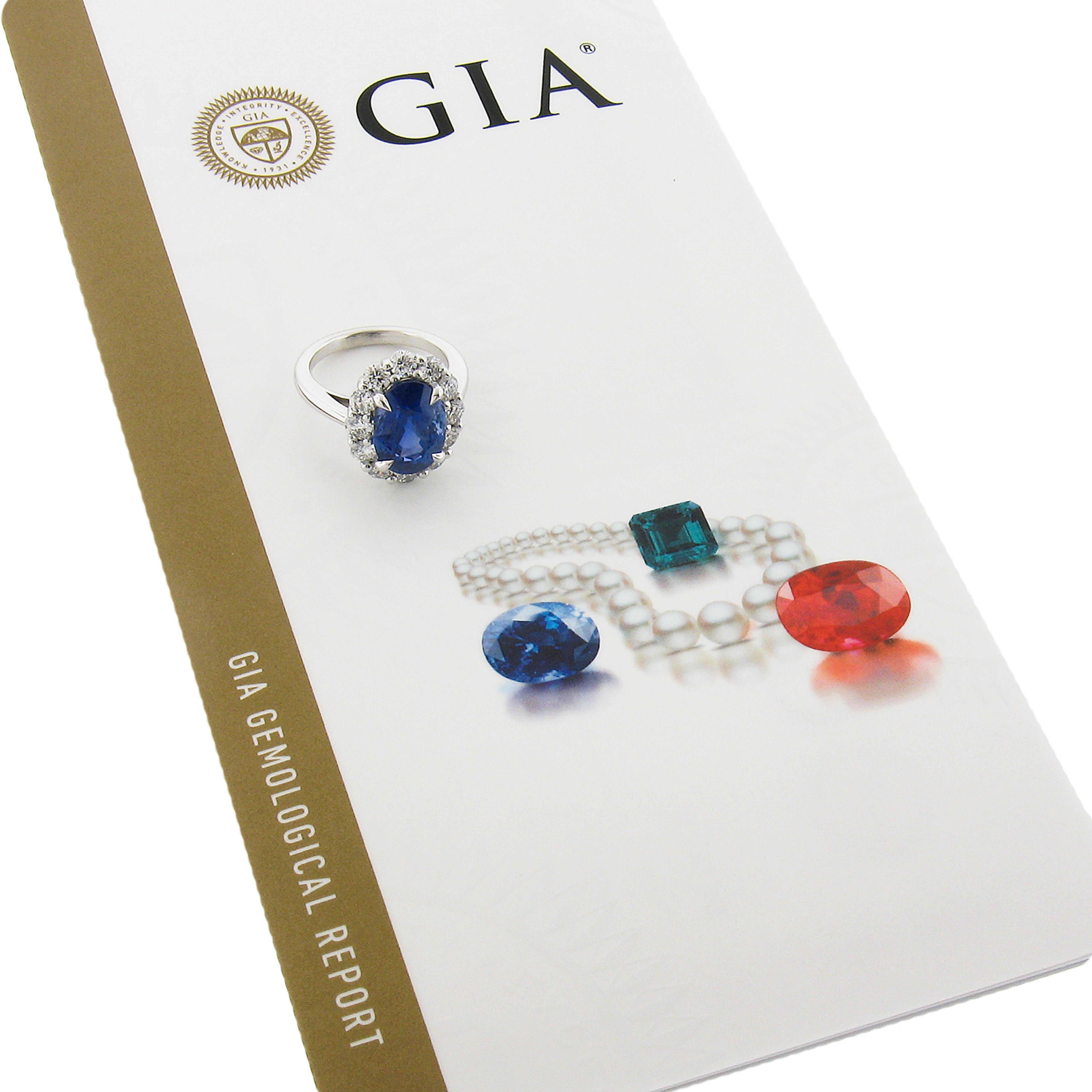 NOUVEAU Bague en platine de Ceylan de 8,27 carats avec saphir bleu ovale et halo de diamants certifiés GIA en vente 5