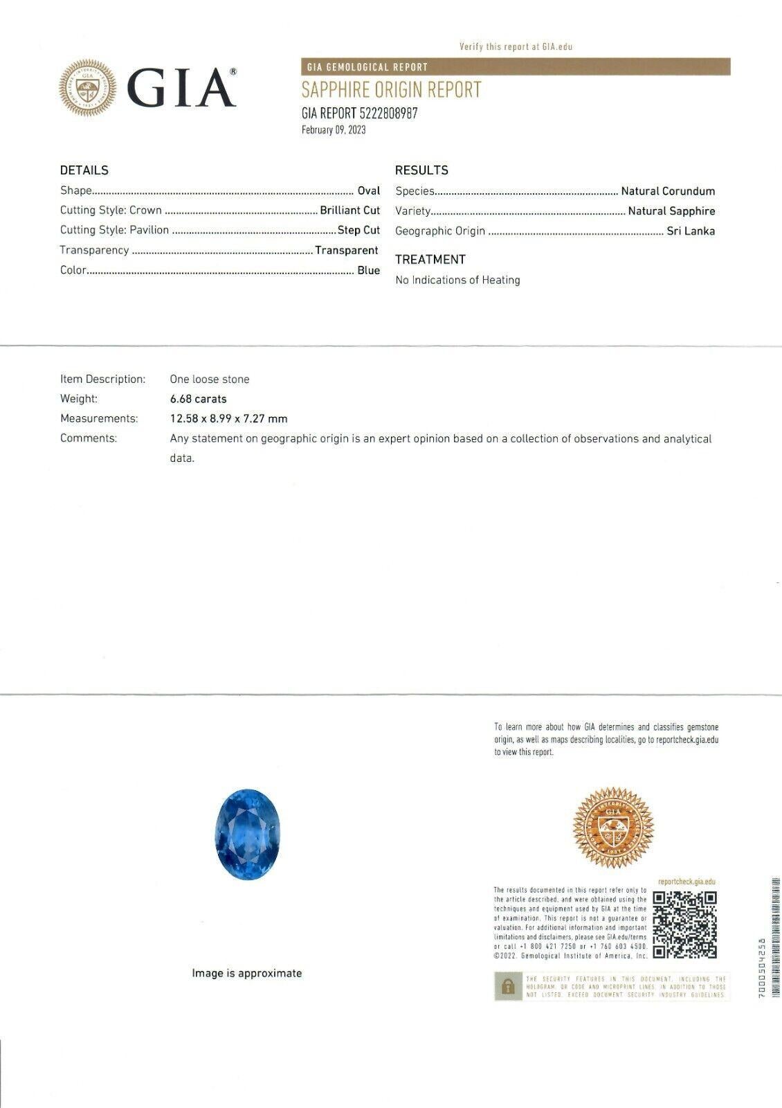 New Platinum 8.27ctw GIA Ceylon No Heat Oval Blue Sapphire & Diamond Halo Ring For Sale 6