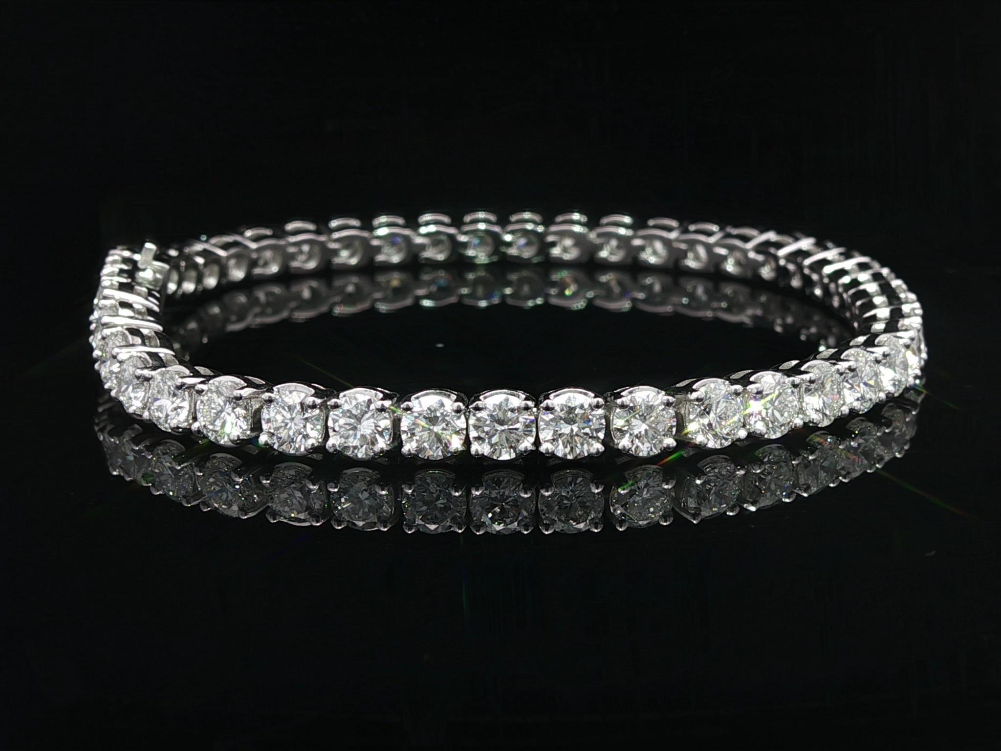 Neu Platin 8,80ctw feurig F VS2 rund Brillant Diamant Linie Tennis Armband im Angebot 7