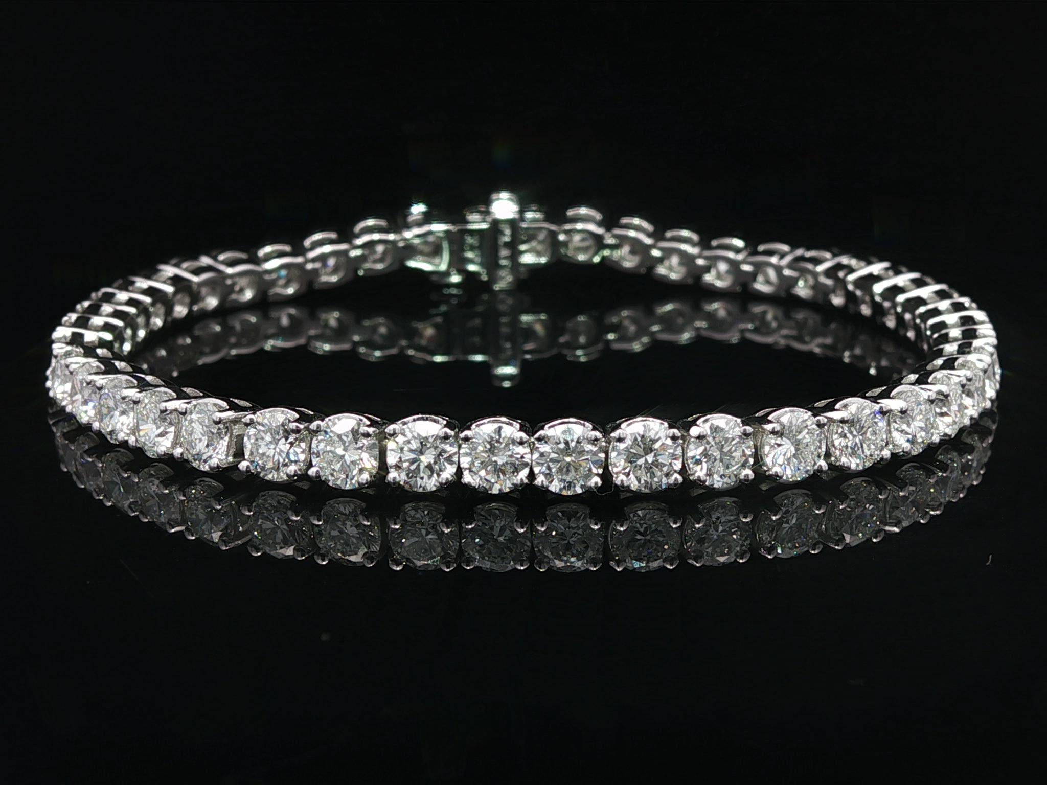 Neu Platin 8,80ctw feurig F VS2 rund Brillant Diamant Linie Tennis Armband im Angebot 8