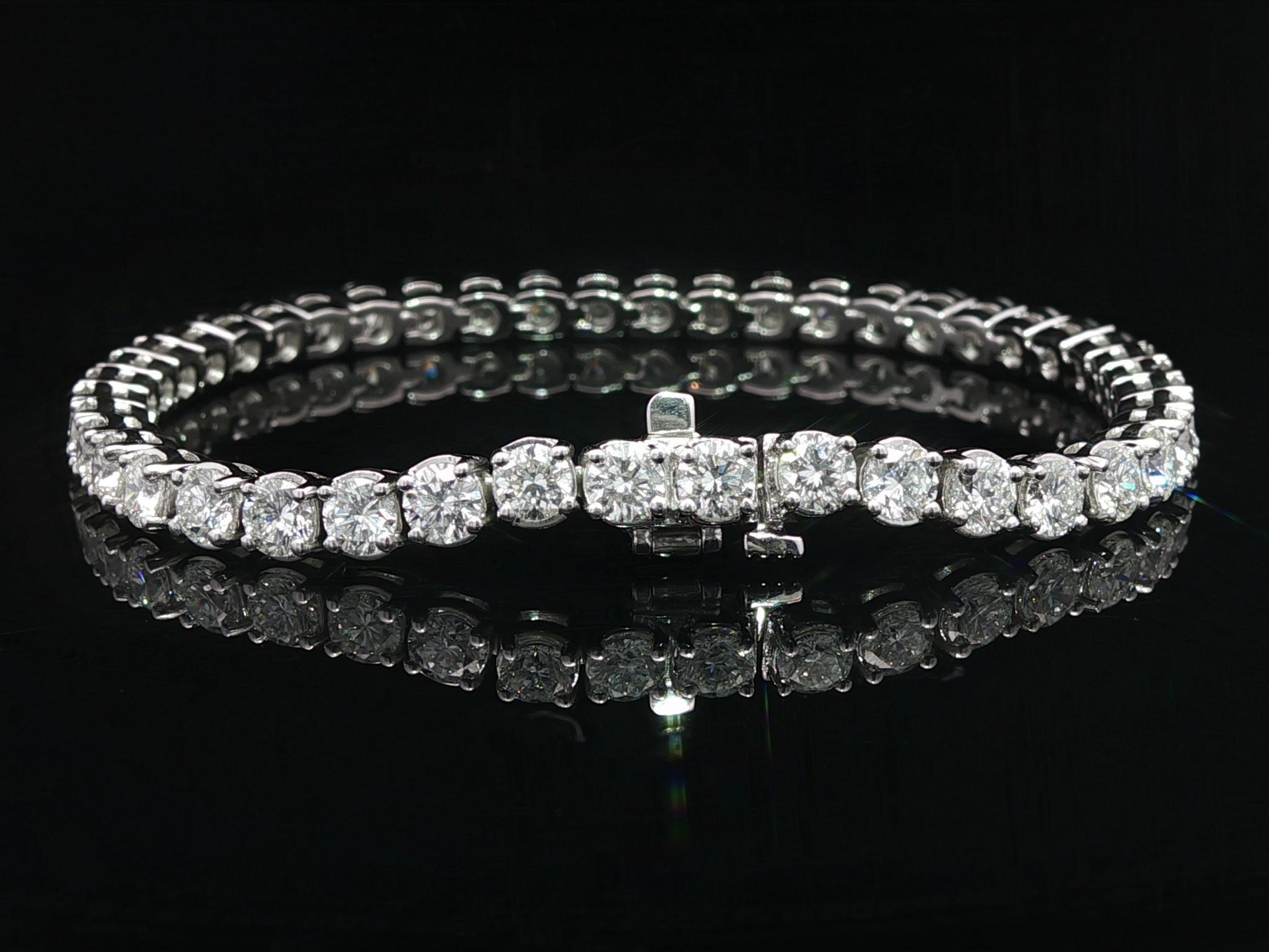 Neu Platin 8,80ctw feurig F VS2 rund Brillant Diamant Linie Tennis Armband im Angebot 9