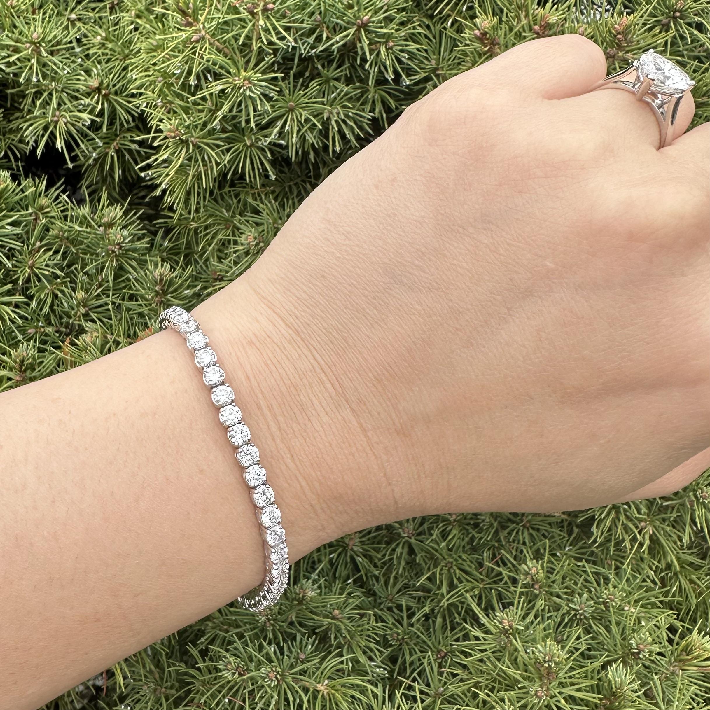 Neu Platin 8,80ctw feurig F VS2 rund Brillant Diamant Linie Tennis Armband im Angebot 3