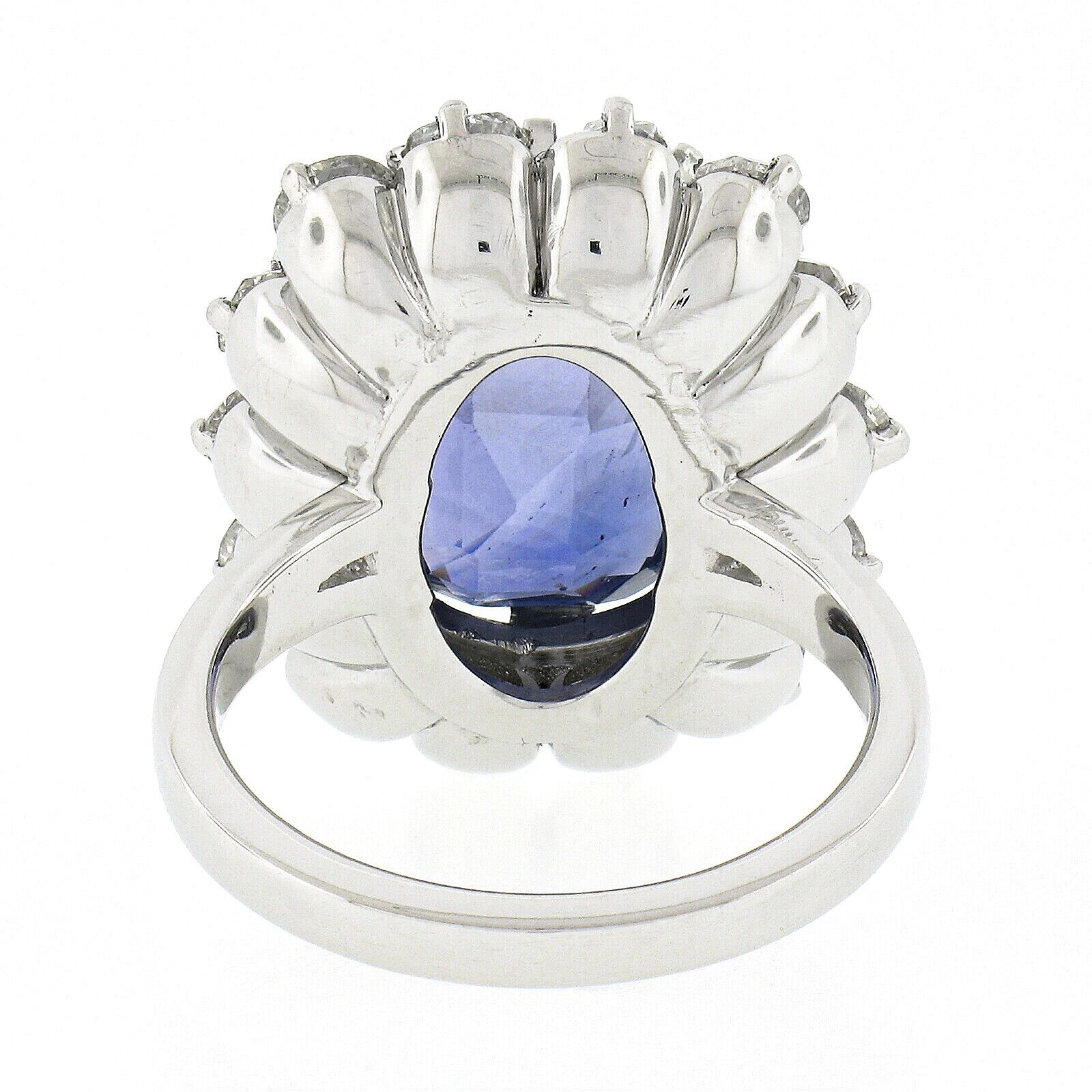 New Platinum AGL Ceylon NO HEAT Old Cut Sapphire Old Mine Diamond Large Ring For Sale 2