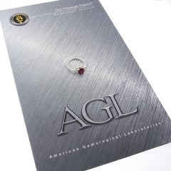 New Platinum AGL & GIA Cushion Pink Sapphire Burma Ruby & Half Moon Diamond Ring