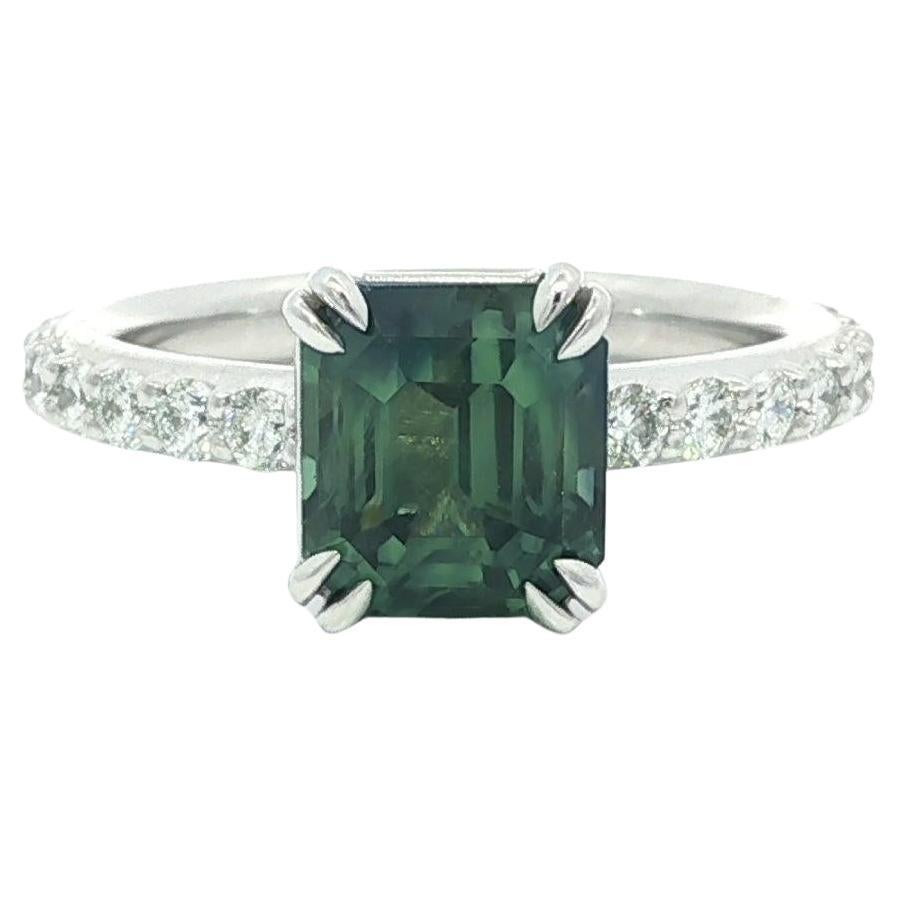 New Platinum Classic GIA 4.03ctw No Heat Grüner Blauer Saphir Diamond Band Ring