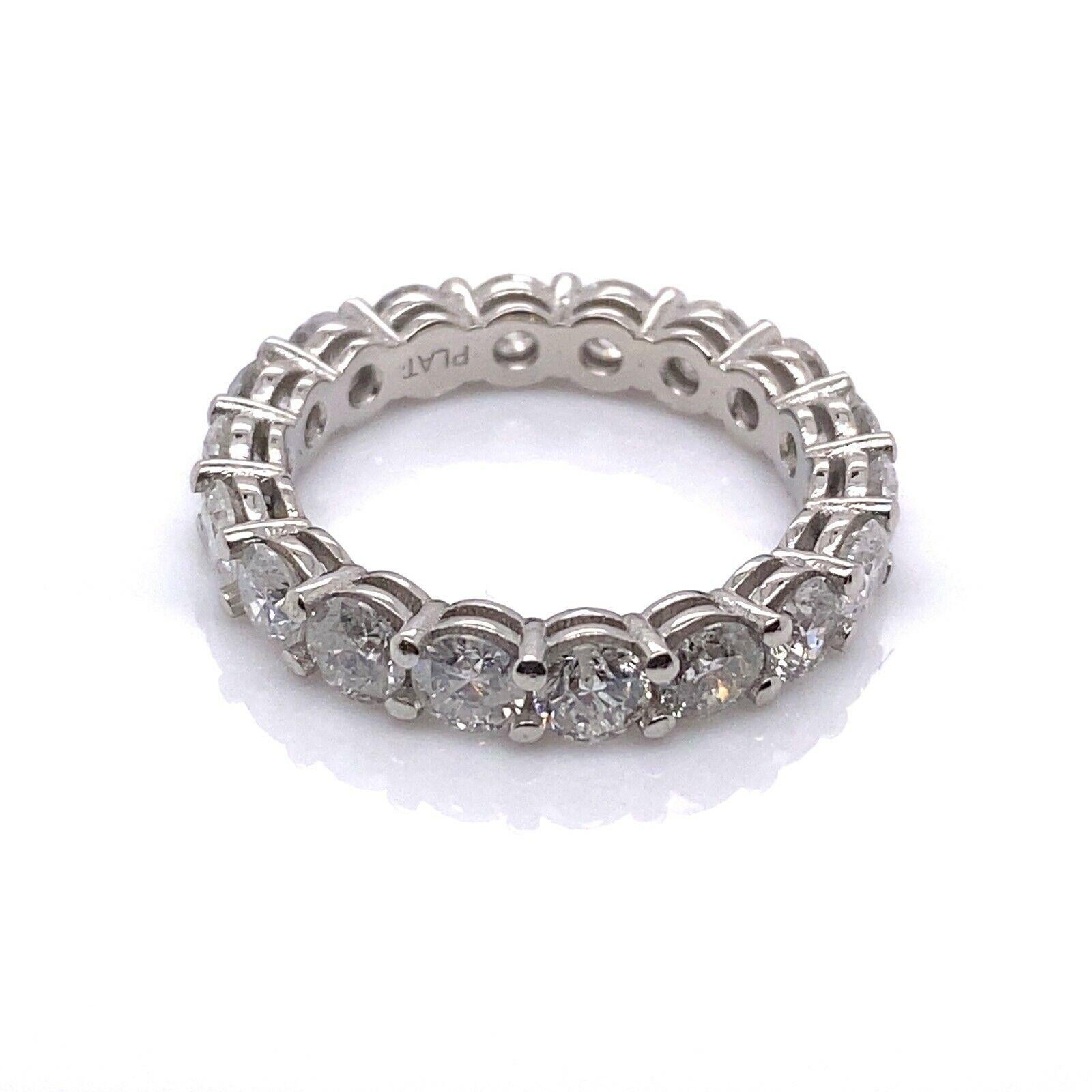 Round Cut New Platinum Full Eternity Band Ring Set with 3.0ct of Round Diamonds For Sale