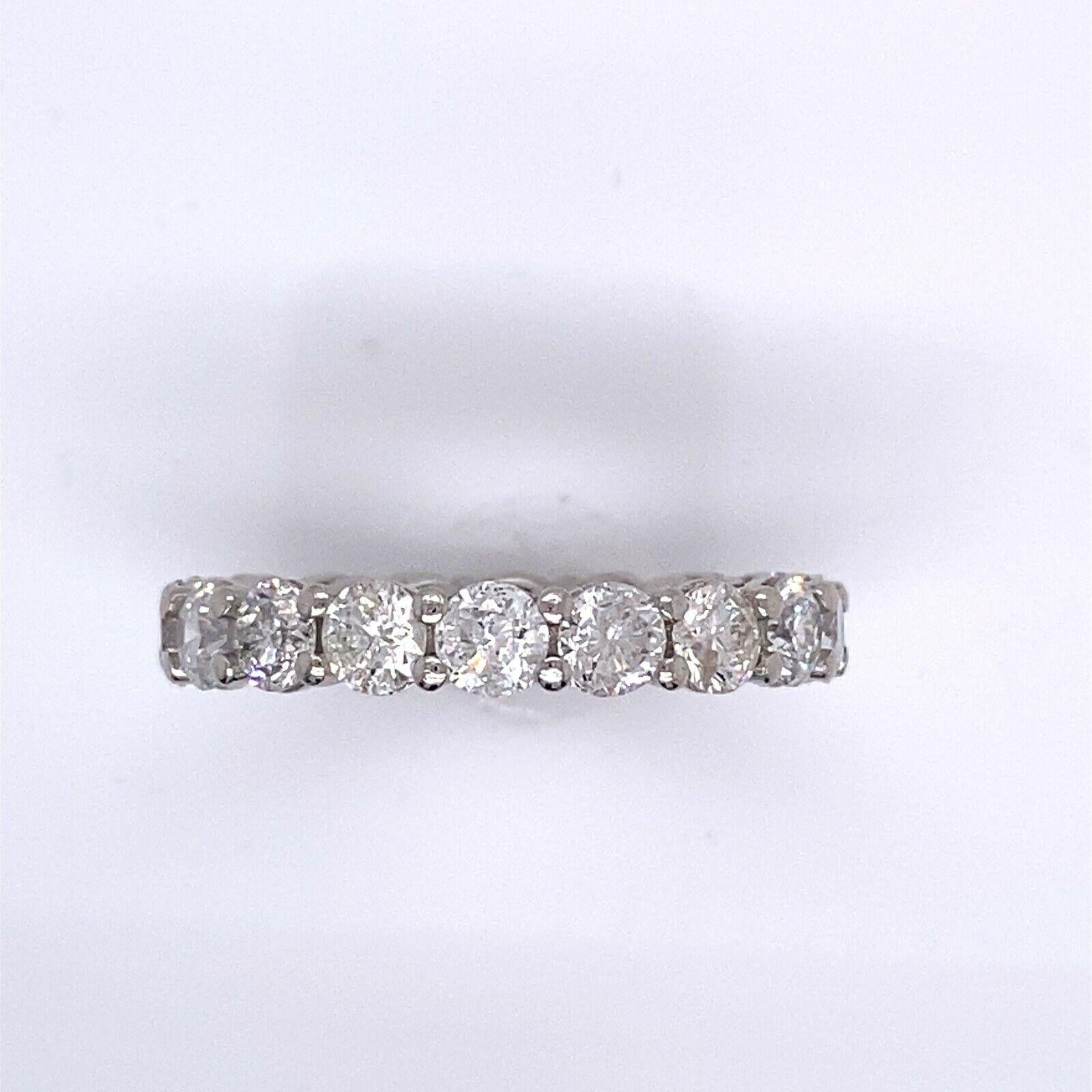 Women's New Platinum Full Eternity Band Ring Set with 3.0ct of Round Diamonds For Sale