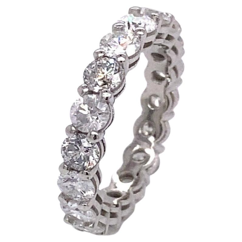 New Platinum Full Eternity Band Ring Set with 3.0ct of Round Diamonds For Sale