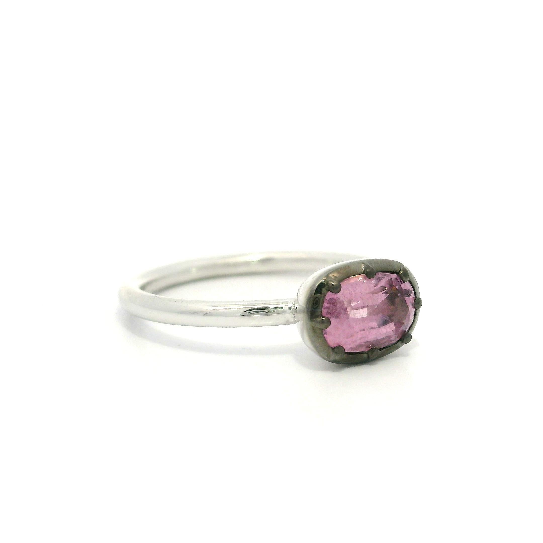 Neu Platin GIA 1,03ct Cushion Powder Pink Spinel Collet Set Solitaire Ring im Angebot 3