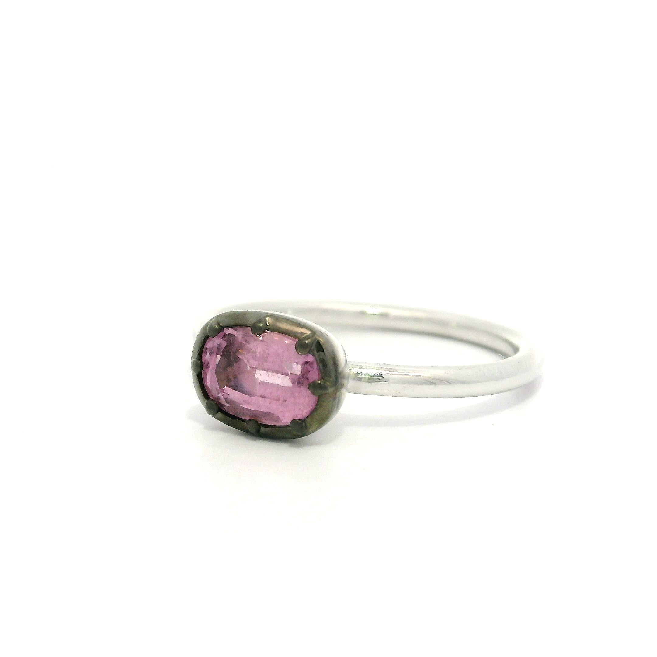 Neu Platin GIA 1,03ct Cushion Powder Pink Spinel Collet Set Solitaire Ring im Angebot 4