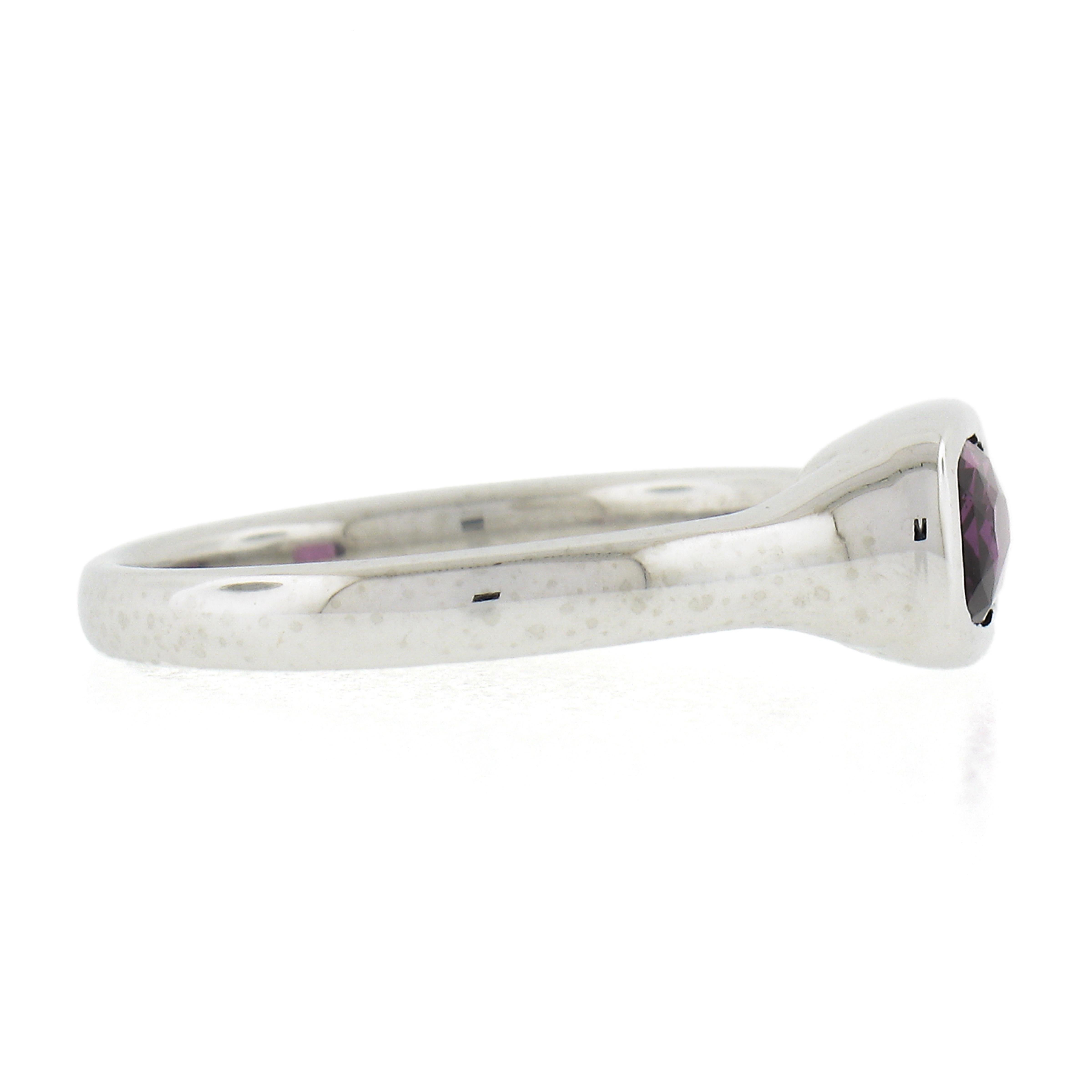 NEW Platinum GIA 1.06ct No Heat Bezel Set Pinkish Purple Sapphire Solitaire Ring For Sale 1