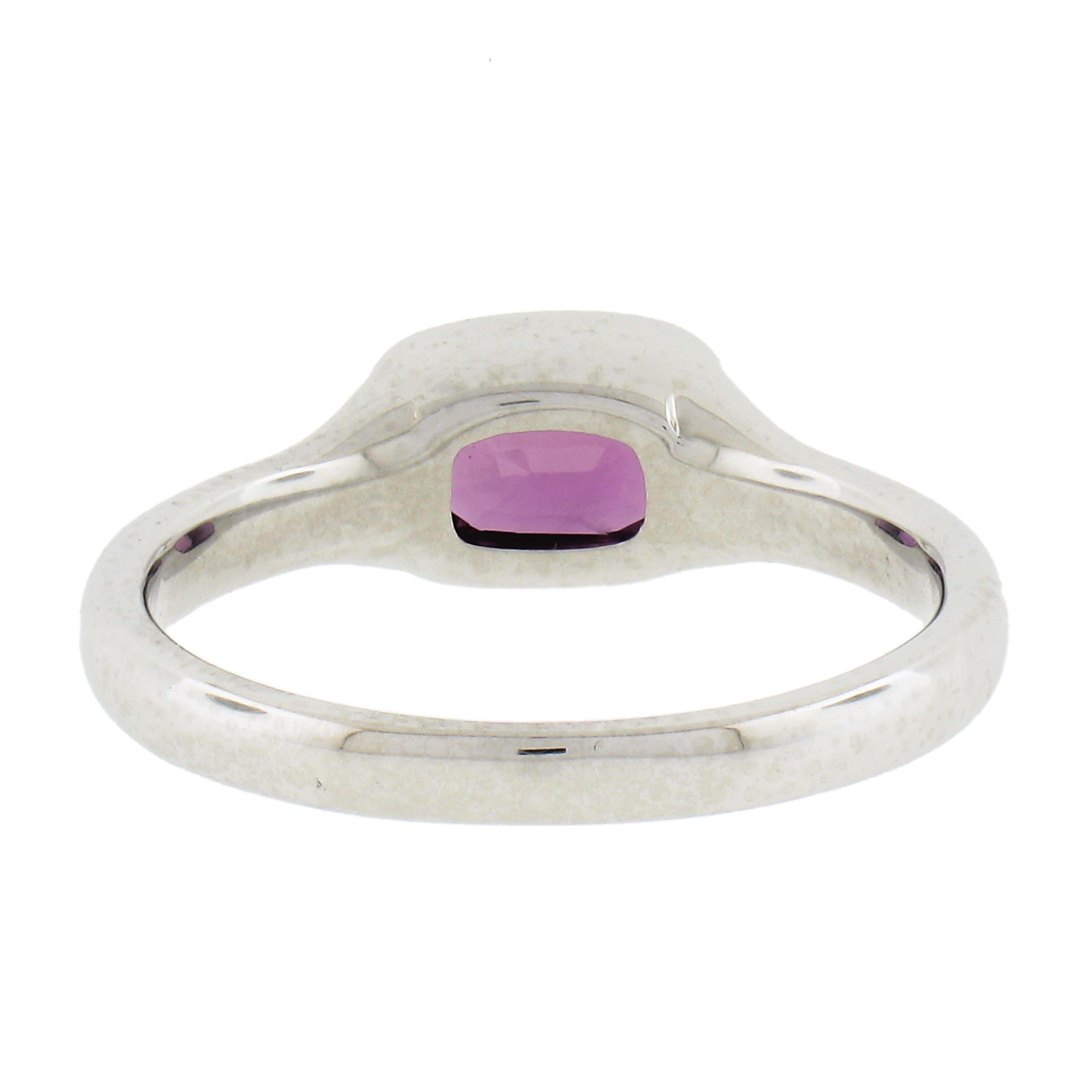 NEW Platinum GIA 1.06ct No Heat Bezel Set Pinkish Purple Sapphire Solitaire Ring For Sale 3