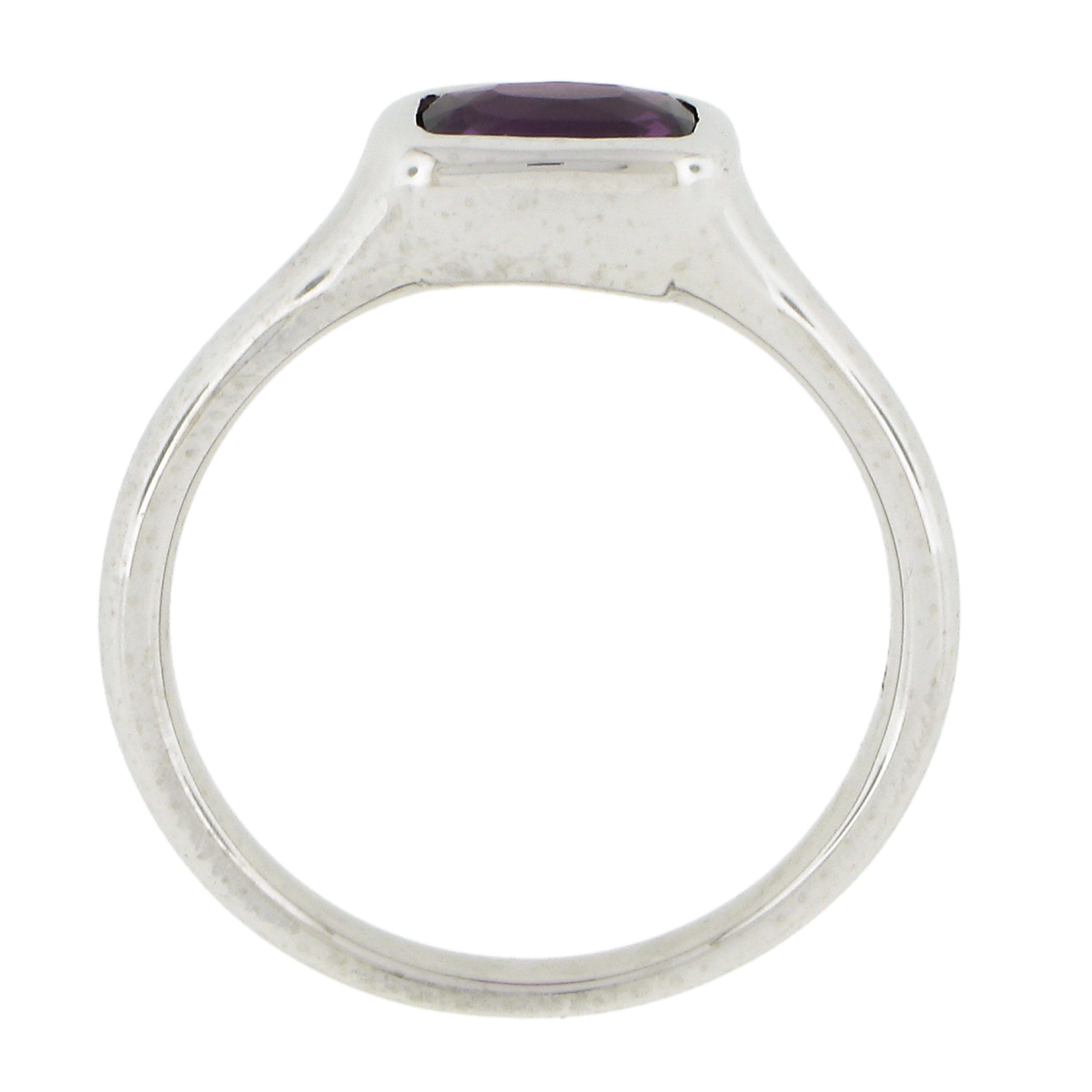NEW Platinum GIA 1.06ct No Heat Bezel Set Pinkish Purple Sapphire Solitaire Ring For Sale 4