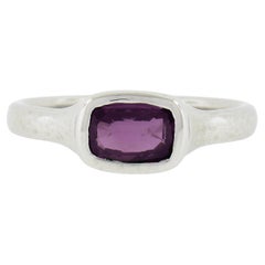 NEW Platinum GIA 1.06ct No Heat Bezel Set Pinkish Purple Sapphire Solitaire Ring