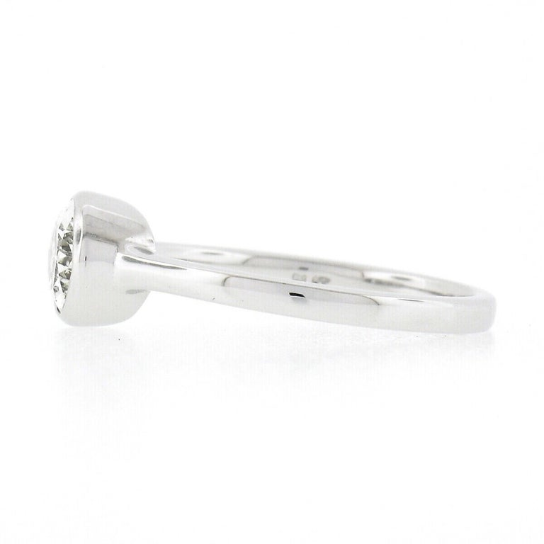 New Platinum GIA 1.06ctw Pear Sideways Bezel Diamond Solitaire Engagement Ring For Sale 1