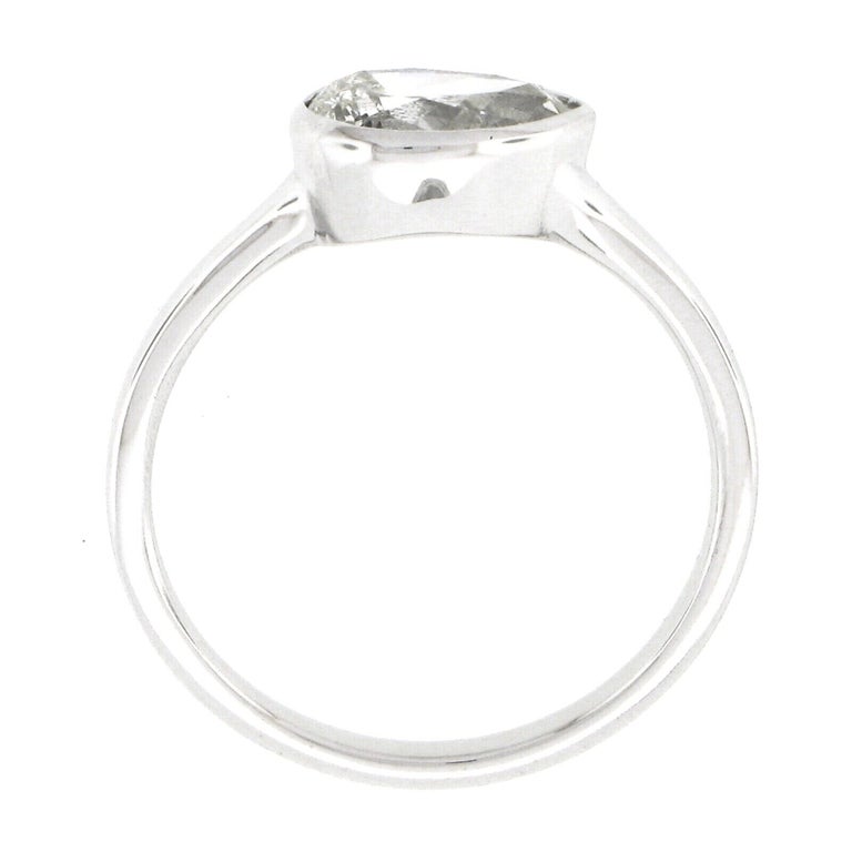 New Platinum GIA 1.06ctw Pear Sideways Bezel Diamond Solitaire Engagement Ring For Sale 3
