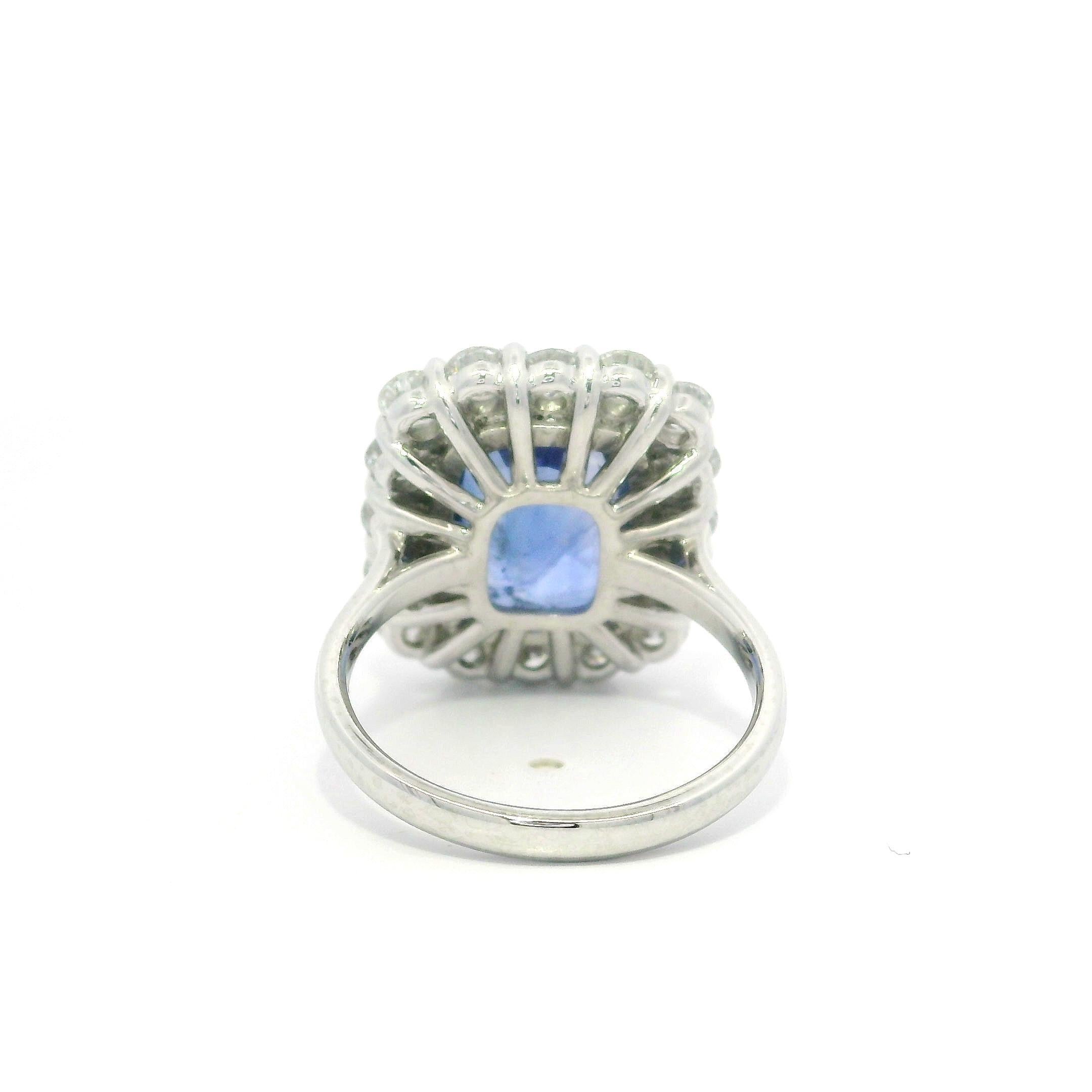 New Platinum GIA 10.96ct No Heat Ceylon Sapphire Diamond Halo Substantial Ring For Sale 10