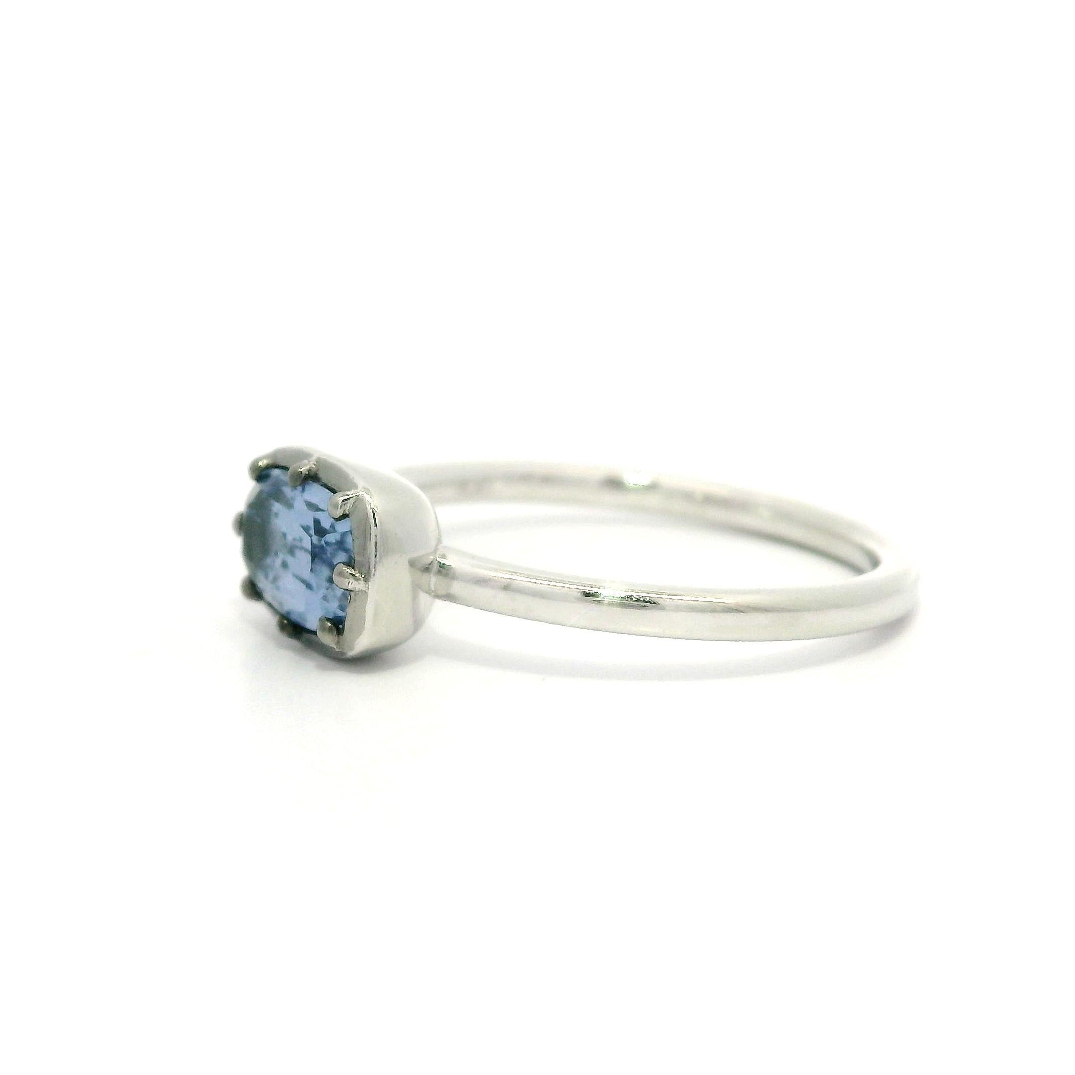 Neu Platin GIA 1,11ct Kissen keine Hitze Saphir Collet Set Solitär Ring im Angebot 5