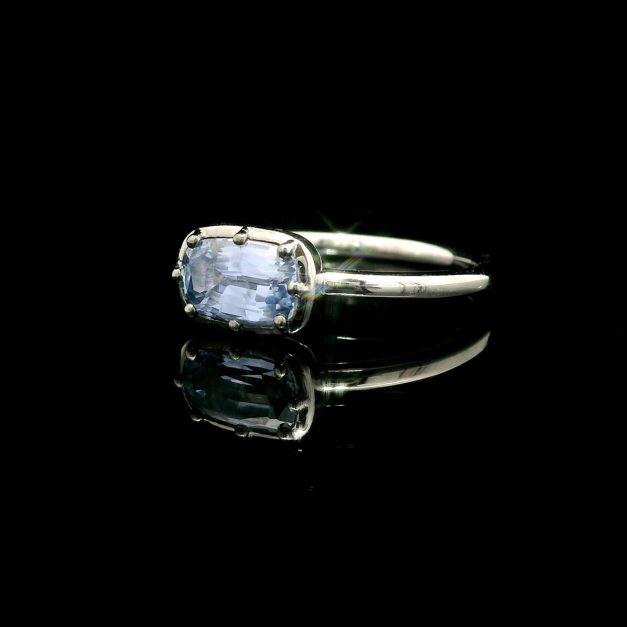 Neu Platin GIA 1,11ct Kissen keine Hitze Saphir Collet Set Solitär Ring im Angebot 2