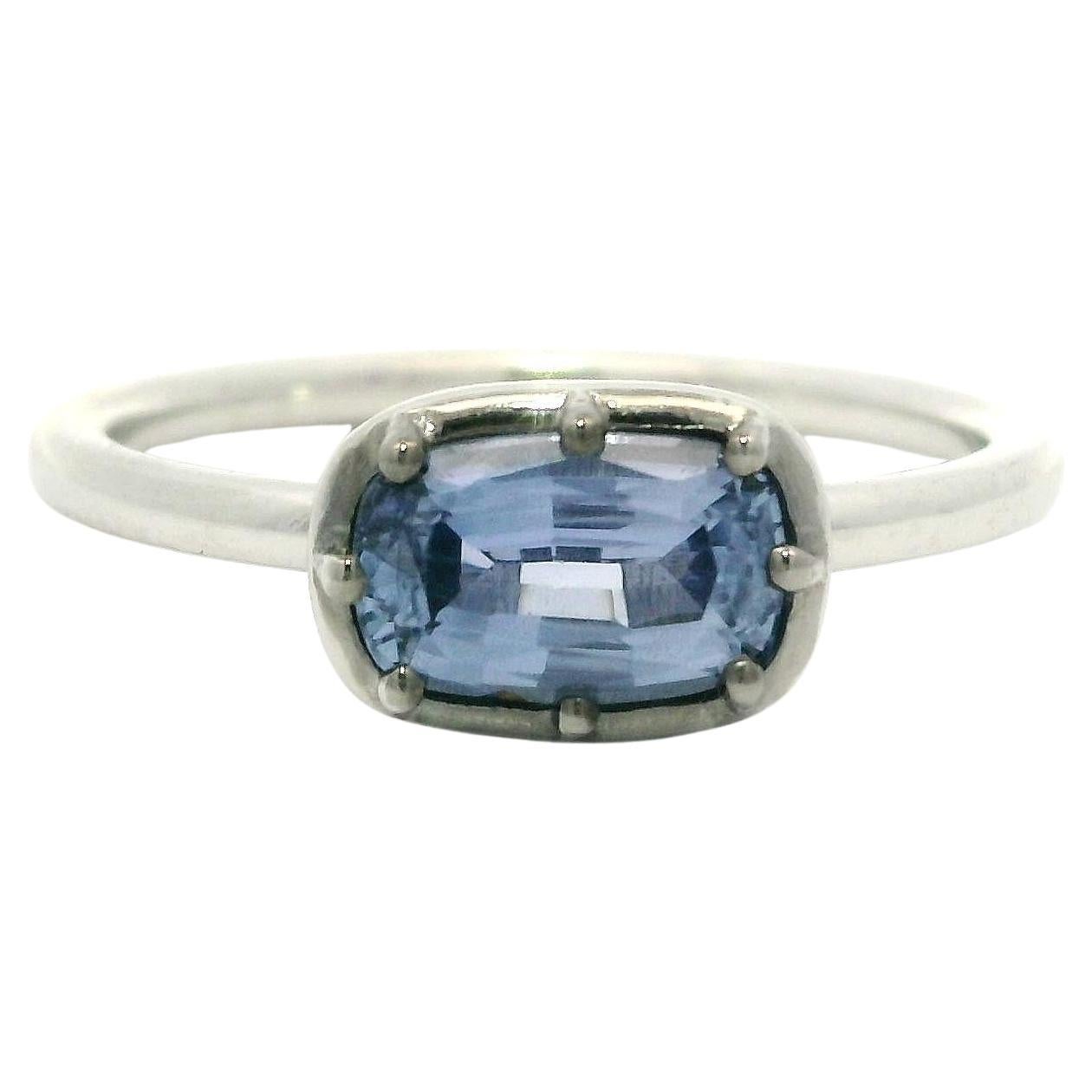 Neu Platin GIA 1,11ct Kissen keine Hitze Saphir Collet Set Solitär Ring im Angebot