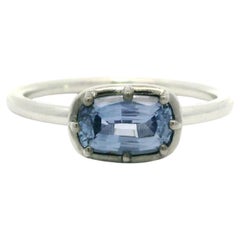 Neu Platin GIA 1,11ct Kissen keine Hitze Saphir Collet Set Solitär Ring