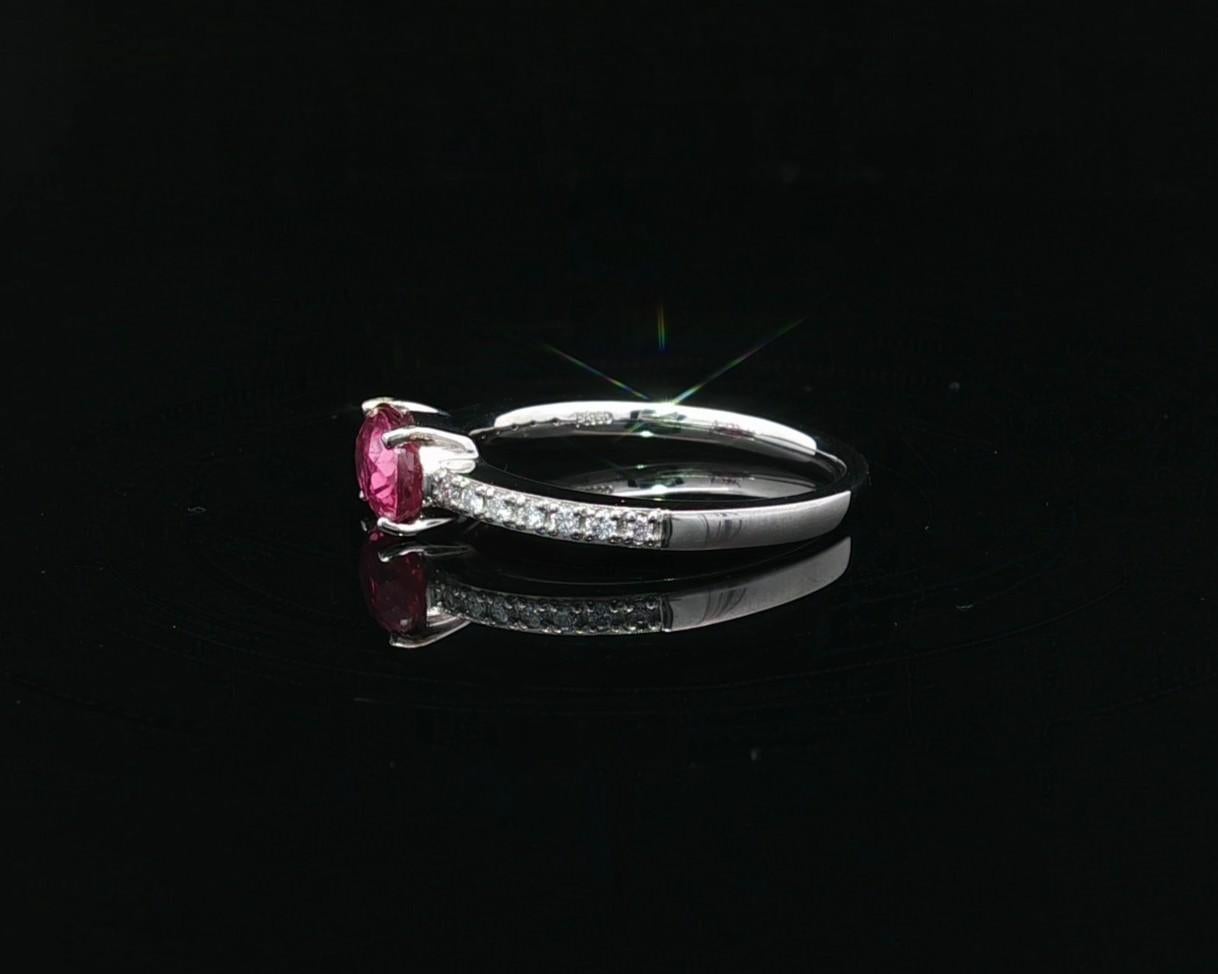 Nuevo Anillo de Platino GIA 1.14ct Ovalado Zafiro Rosa Diamante Banda Sideway Este Oeste en venta 5