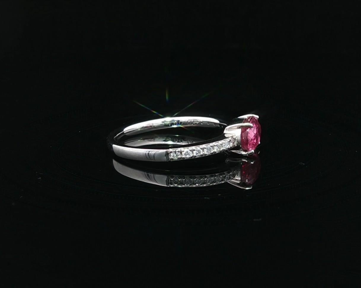 Nuevo Anillo de Platino GIA 1.14ct Ovalado Zafiro Rosa Diamante Banda Sideway Este Oeste en venta 6
