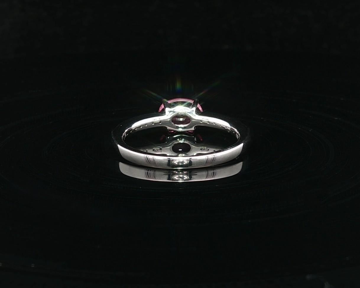 Nuevo Anillo de Platino GIA 1.14ct Ovalado Zafiro Rosa Diamante Banda Sideway Este Oeste en venta 7
