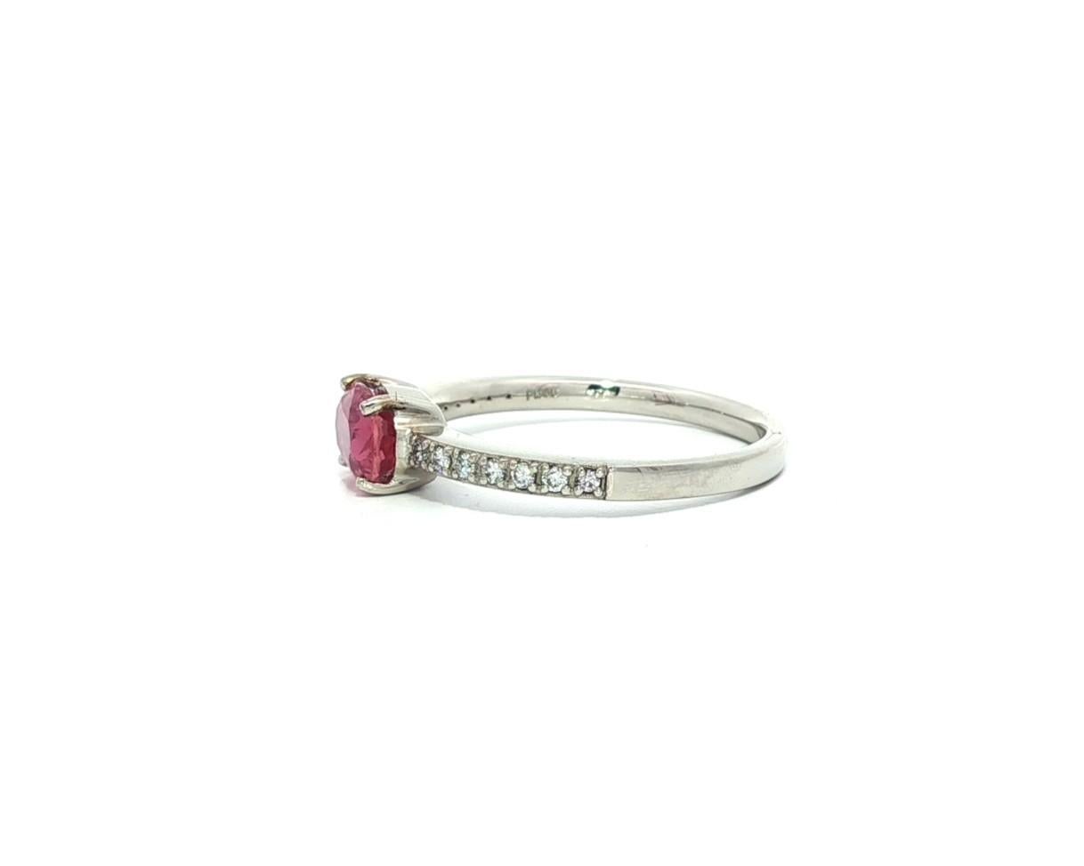 Nuevo Anillo de Platino GIA 1.14ct Ovalado Zafiro Rosa Diamante Banda Sideway Este Oeste en Nuevo estado para la venta en Montclair, NJ