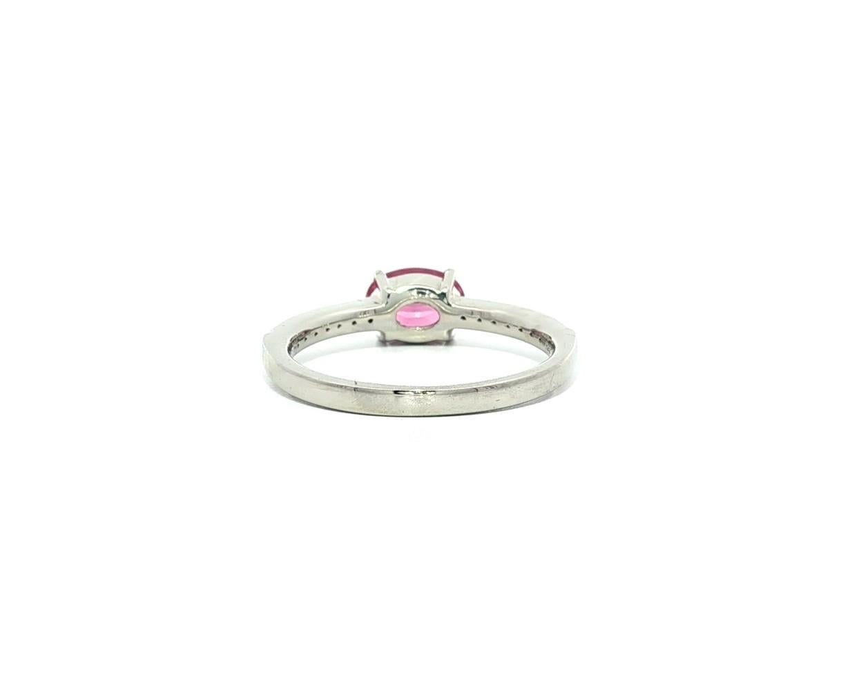De las mujeres Nuevo Anillo de Platino GIA 1.14ct Ovalado Zafiro Rosa Diamante Banda Sideway Este Oeste en venta