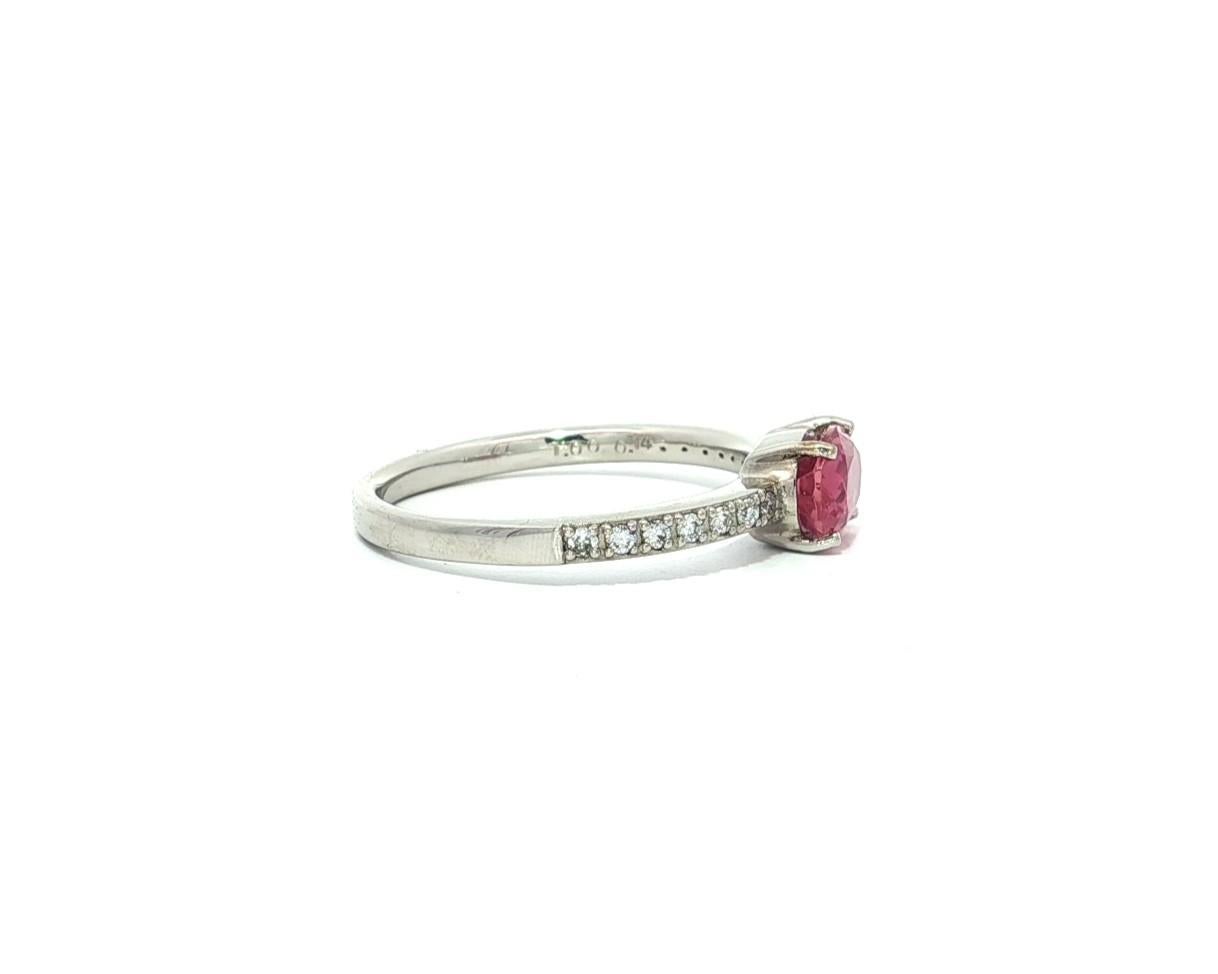 Nuevo Anillo de Platino GIA 1.14ct Ovalado Zafiro Rosa Diamante Banda Sideway Este Oeste en venta 1