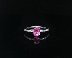 New Platinum GIA 1.14ctw Oval Pink Sapphire Diamond Engagement Wedding Ring